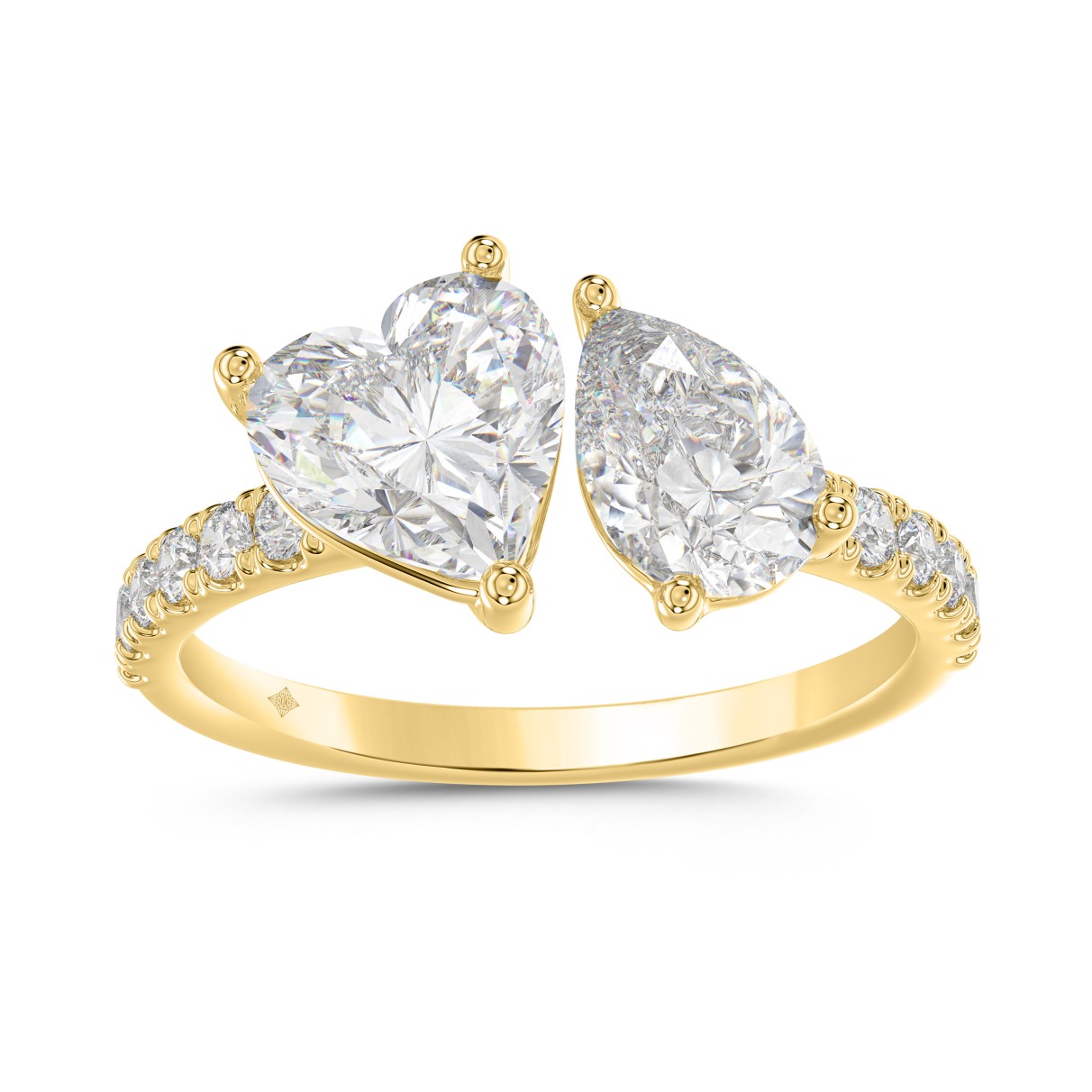 LADIES RING 1 3/4CT ROUND/HEART/PEAR DIAMOND 14K Y...