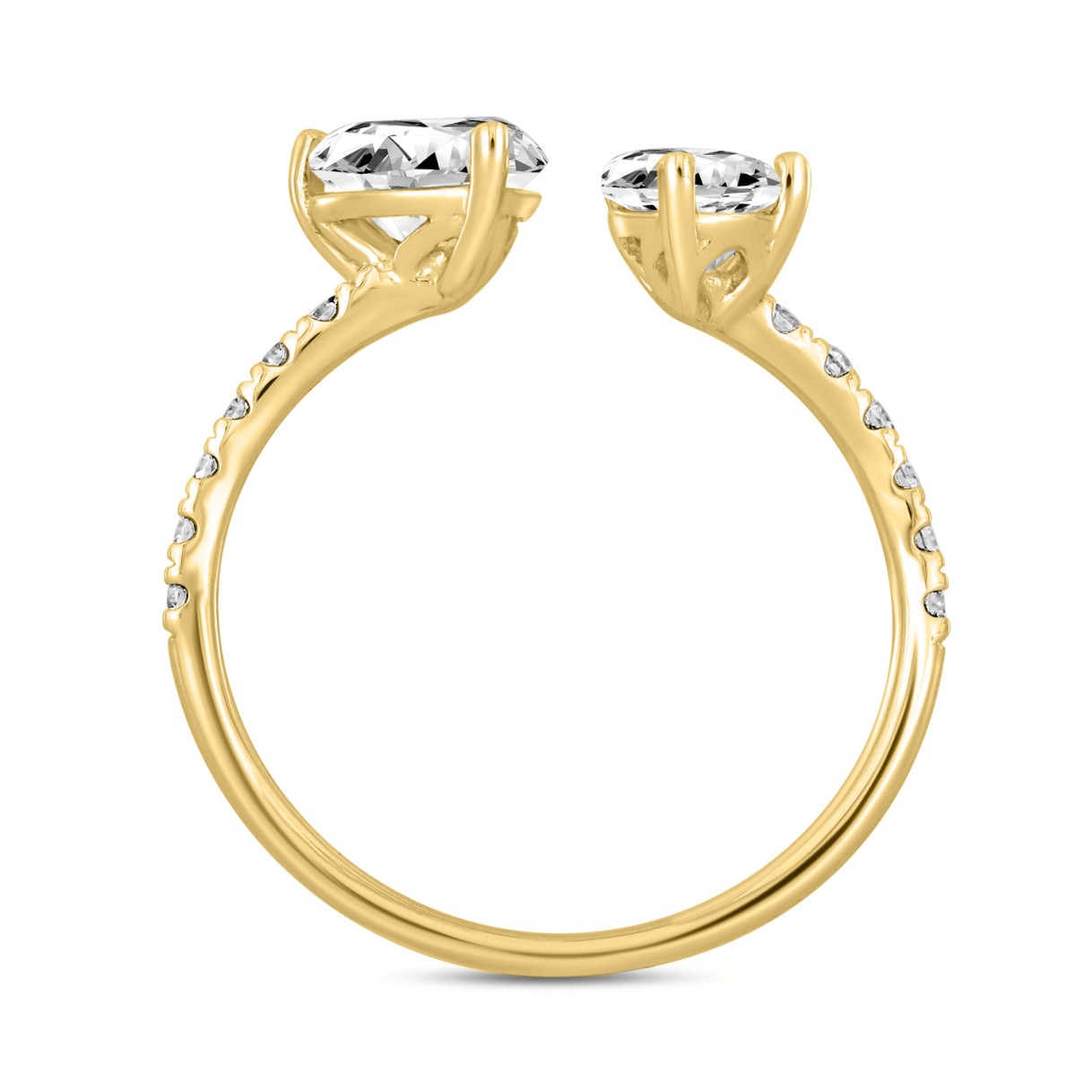 LADIES RING 1 3/4CT ROUND/HEART/PEAR DIAMOND 14K YELLOW GOLD