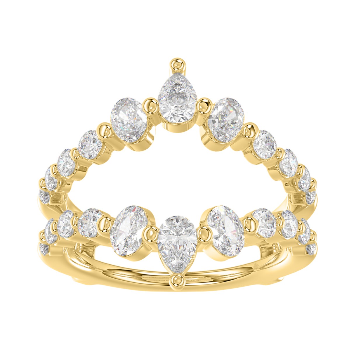 LADIES ENHANCERS RING 1 1/2CT ROUND/PEAR/OVAL DIAMOND 14K YELLOW GOLD