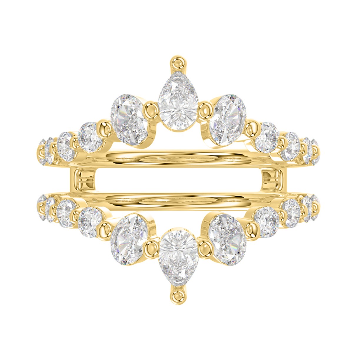 LADIES ENHANCERS RING 1 1/2CT ROUND/PEAR/OVAL DIAMOND 14K YELLOW GOLD