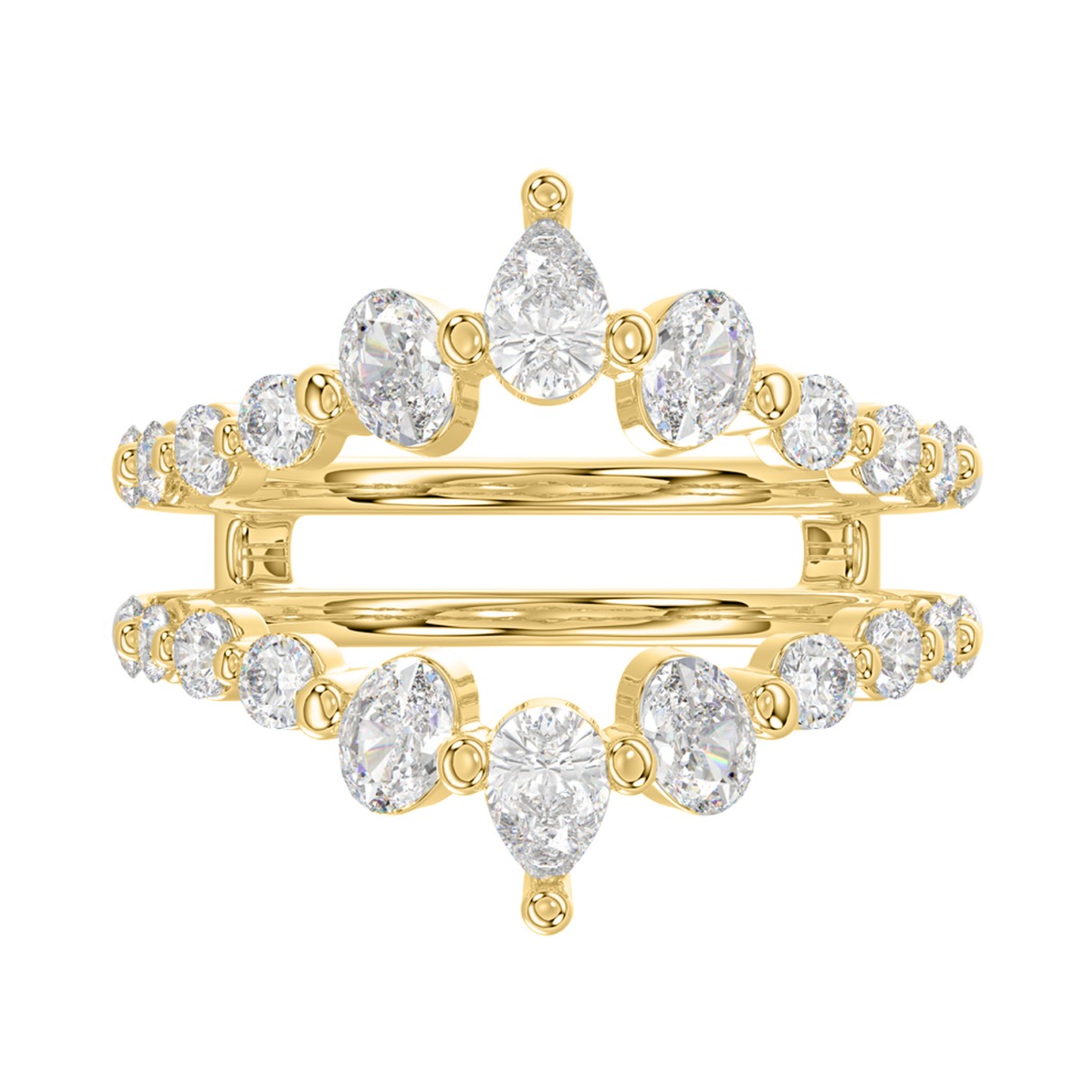 LADIES ENHANCERS RING 1 1/2CT ROUND/PEAR/OVAL DIAMOND 14K YELLOW GOLD