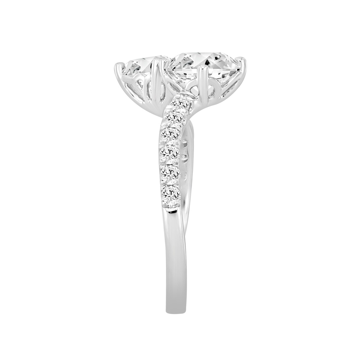 LADIES RING 2CT ROUND/PRINCESS DIAMOND 14K WHITE GOLD