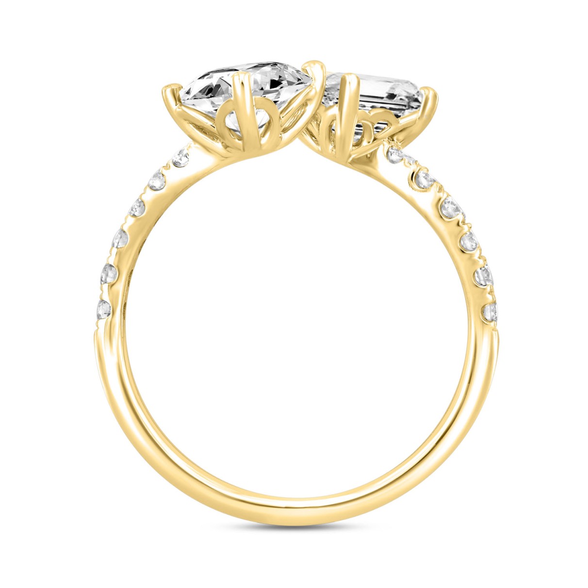 LADIES RING 2CT ROUND/PRINCESS DIAMOND 14K YELLOW GOLD