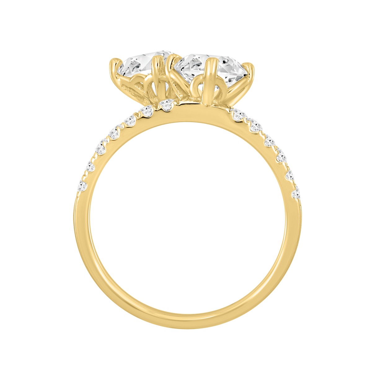 LADIES RING 2 1/2CT ROUND/PRINCESS DIAMOND 14K YELLOW GOLD