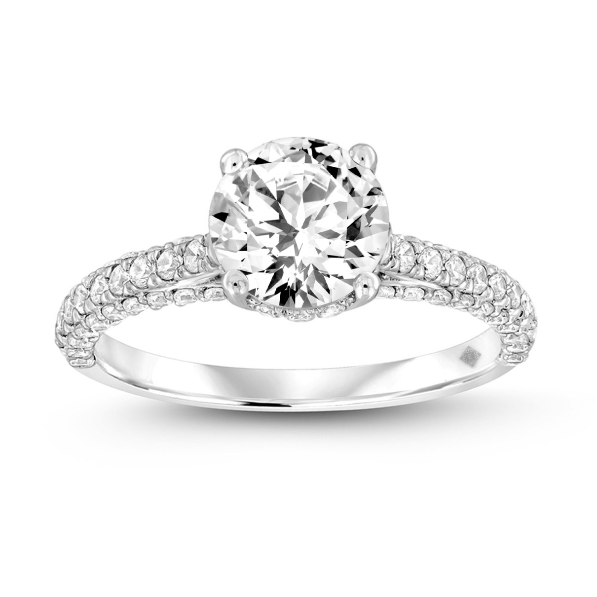 LADIES RING 2 1/4CT ROUND DIAMOND 14K WHITE GOLD (CENTER STONE ROUND DIAMOND 1 1/2CT )