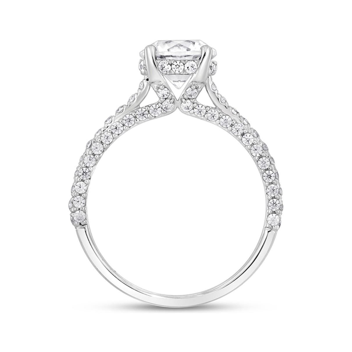 LADIES RING 2 1/4CT ROUND DIAMOND 14K WHITE GOLD (CENTER STONE ROUND DIAMOND 1 1/2CT )