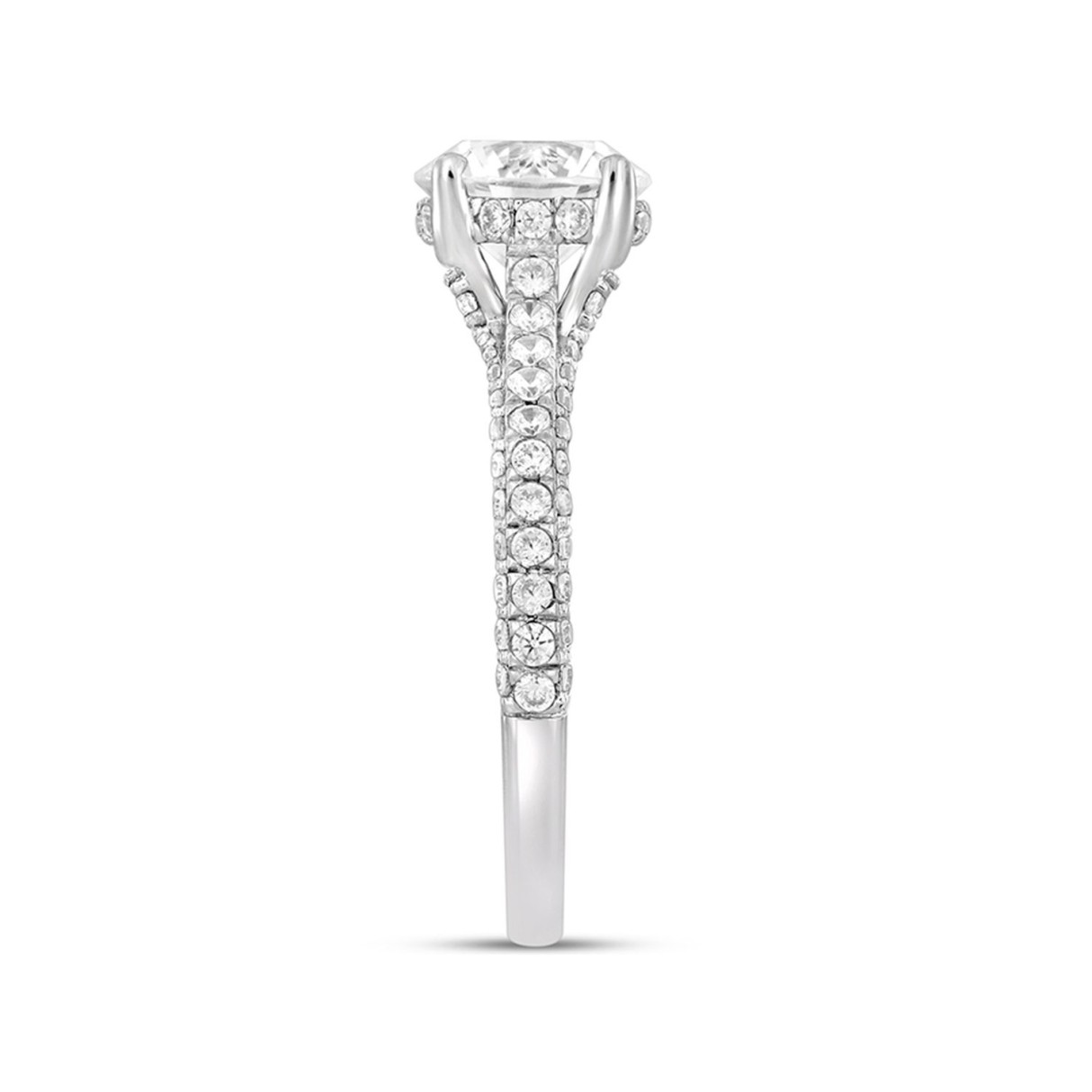 LADIES RING 2 1/4CT ROUND DIAMOND 14K WHITE GOLD (CENTER STONE ROUND DIAMOND 1 1/2CT )