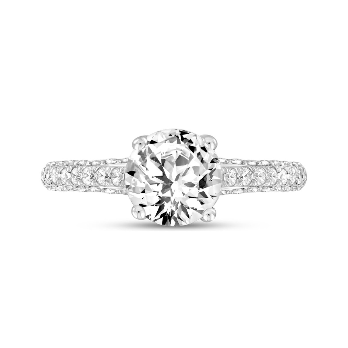 LADIES RING 2 1/4CT ROUND DIAMOND 14K WHITE GOLD (CENTER STONE ROUND DIAMOND 1 1/2CT )