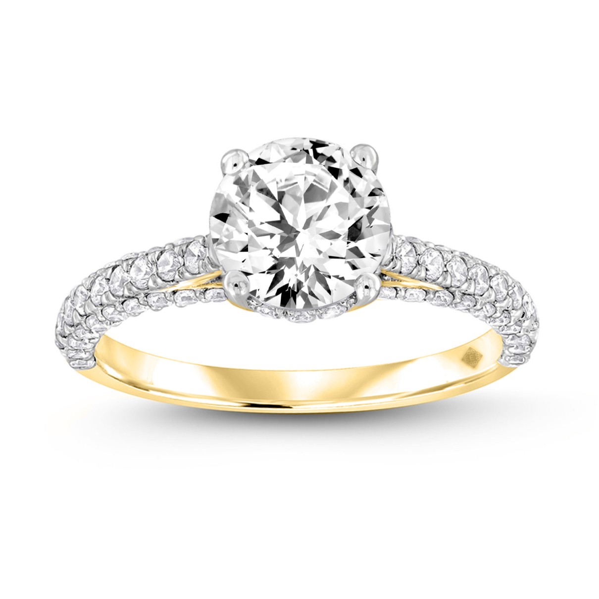 LADIES RING 2 1/4CT ROUND DIAMOND 14K YELLOW GOLD ...