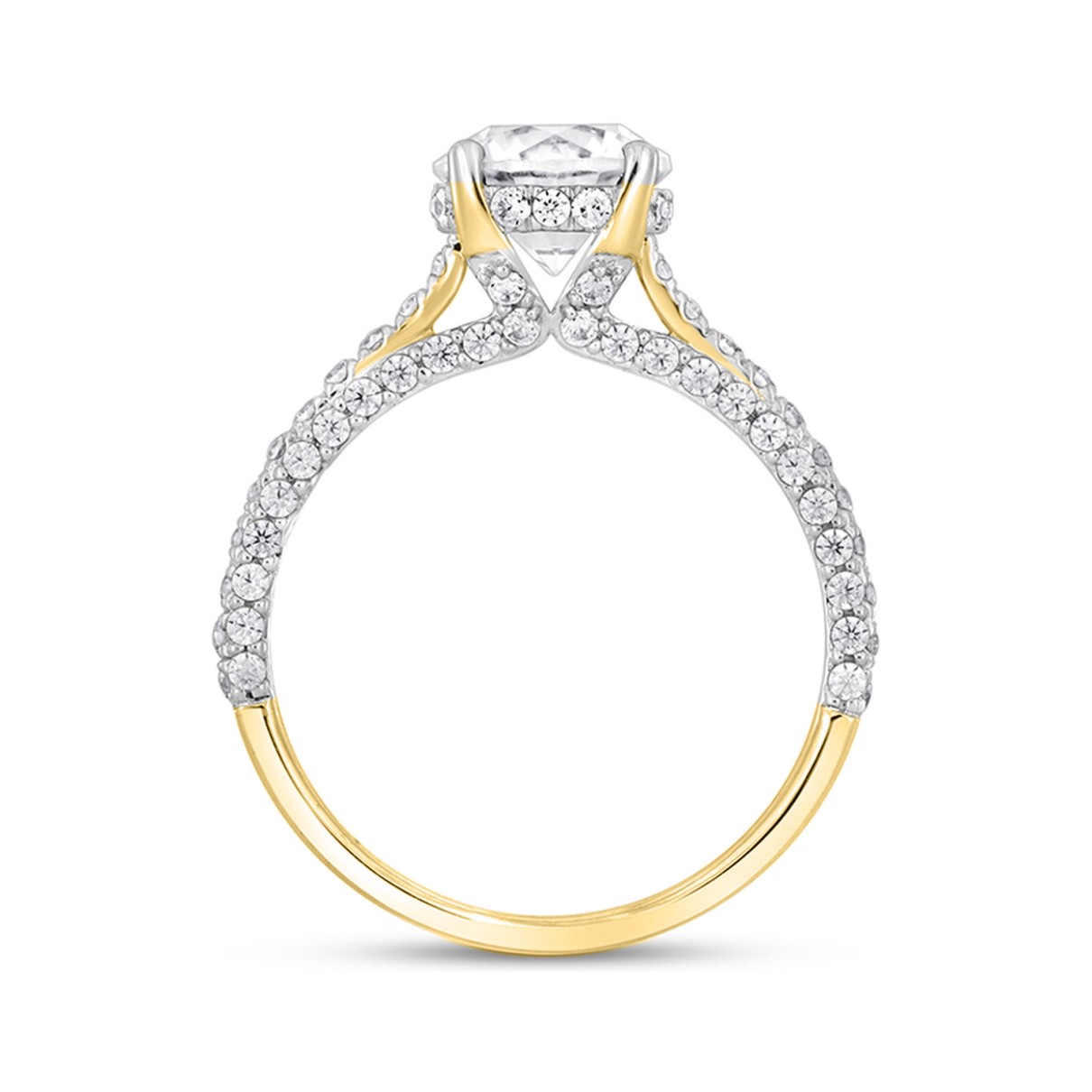 LADIES RING 2 1/4CT ROUND DIAMOND 14K YELLOW GOLD (CENTER STONE ROUND DIAMOND 1 1/2CT )