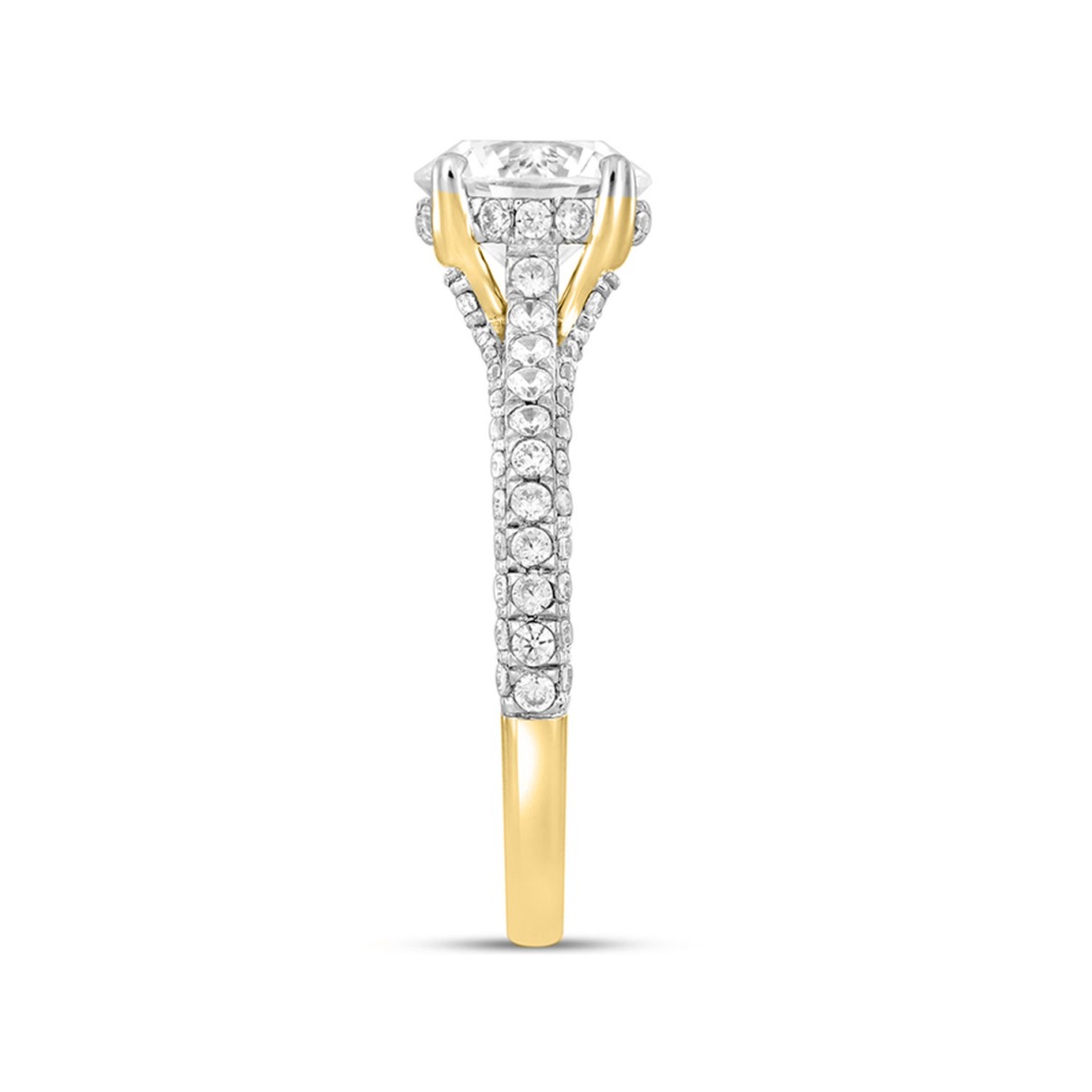 LADIES RING 2 1/4CT ROUND DIAMOND 14K YELLOW GOLD (CENTER STONE ROUND DIAMOND 1 1/2CT )