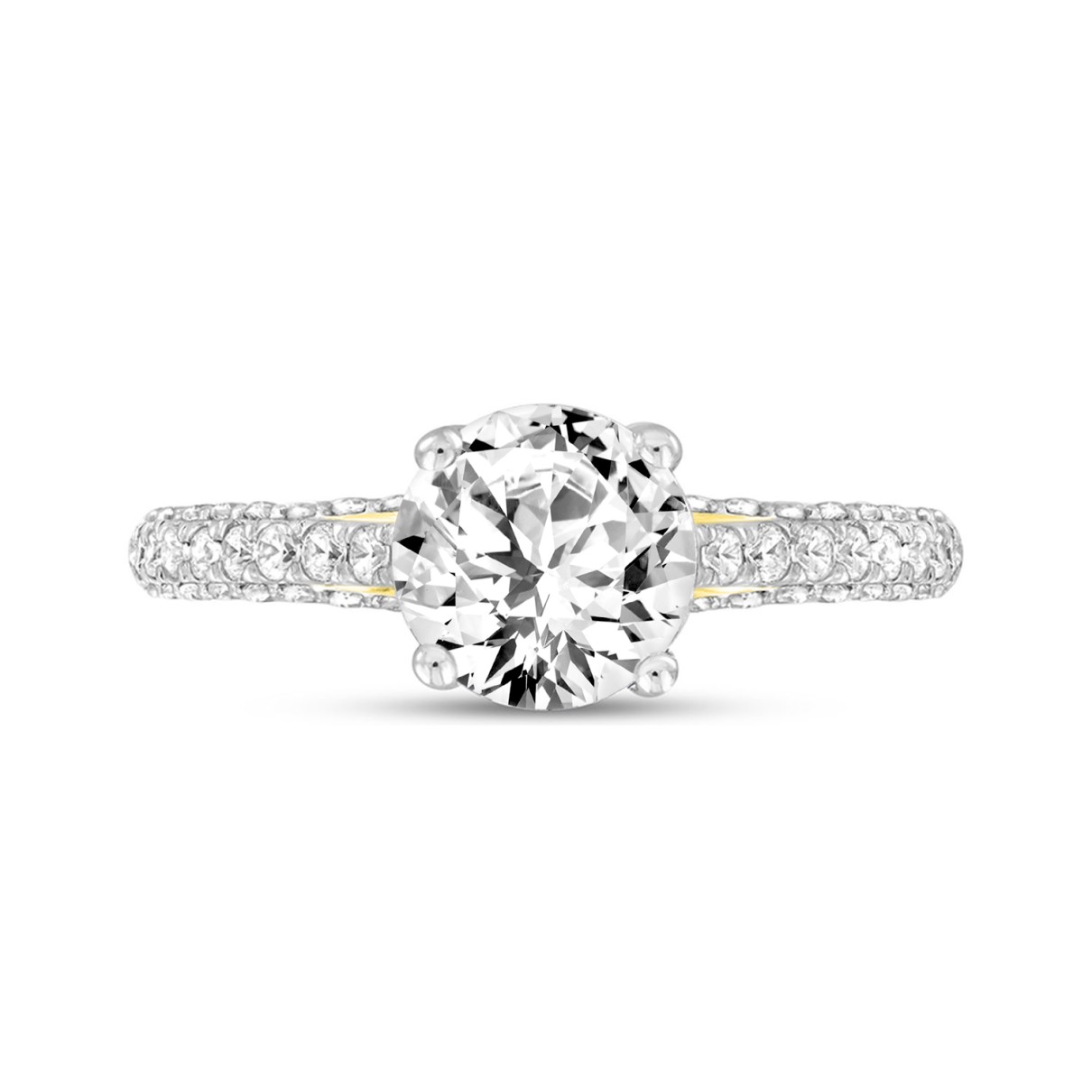 LADIES RING 2 1/4CT ROUND DIAMOND 14K YELLOW GOLD (CENTER STONE ROUND DIAMOND 1 1/2CT )