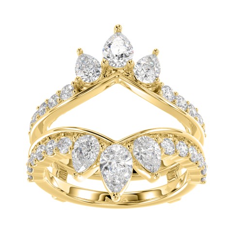 LADIES ENHANCERS RING 1 3/4CT ROUND/PEAR/DIAMOND 14K YELLOW GOLD