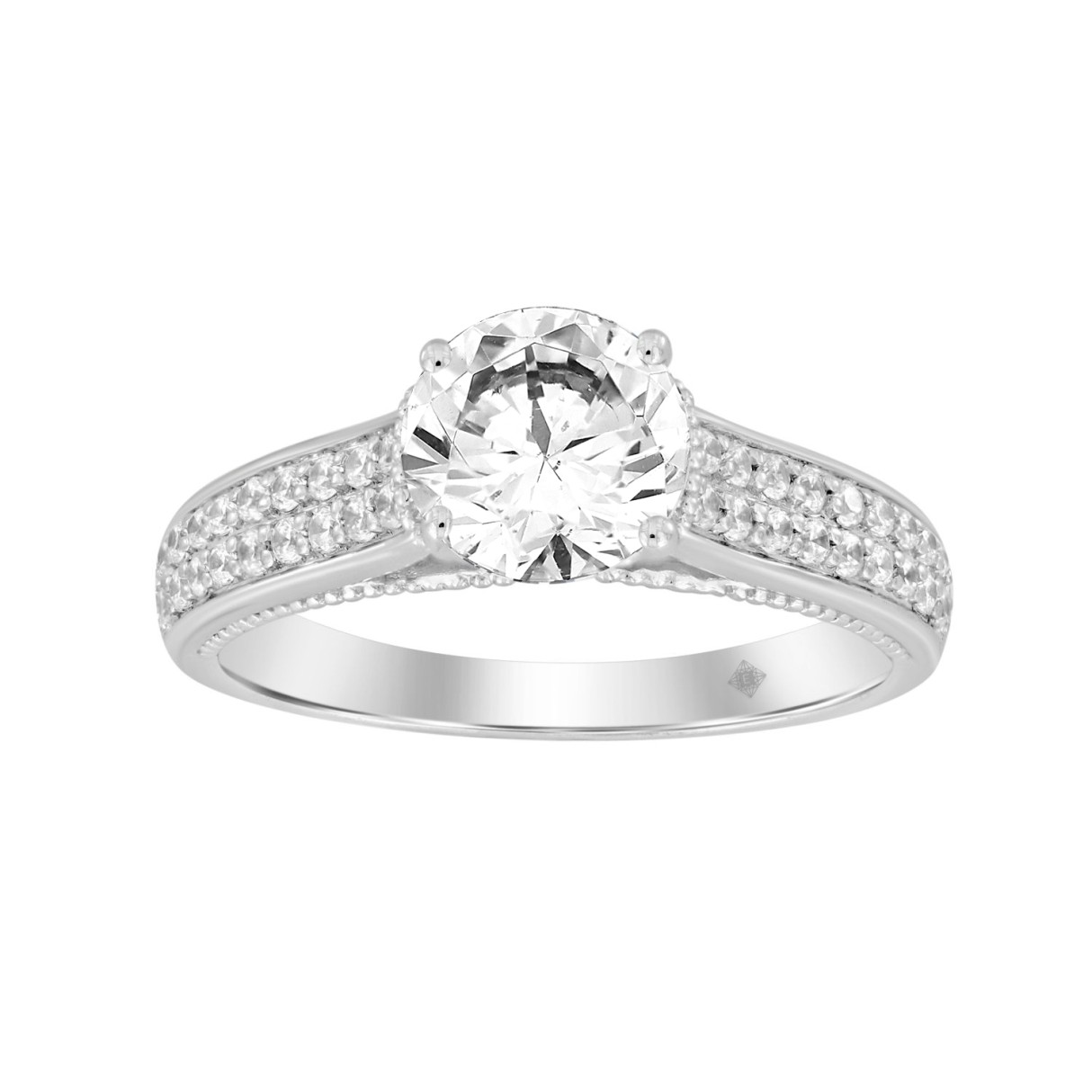 14K WHITE GOLD 1 3/4CT ROUND DIAMOND LADIES RING...