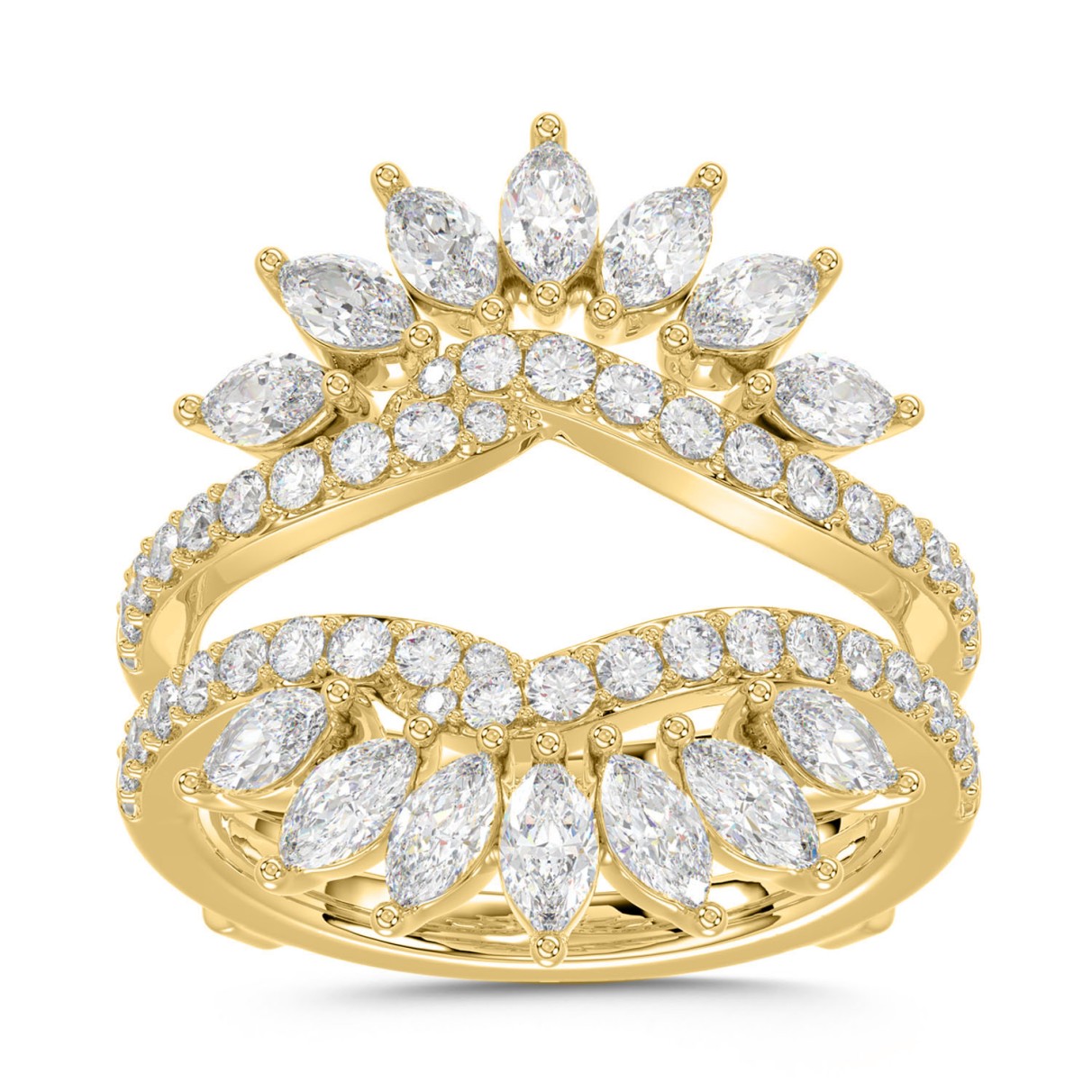 14K YELLOW GOLD 2CT ROUND/MARQUISE DIAMOND LADIES ...