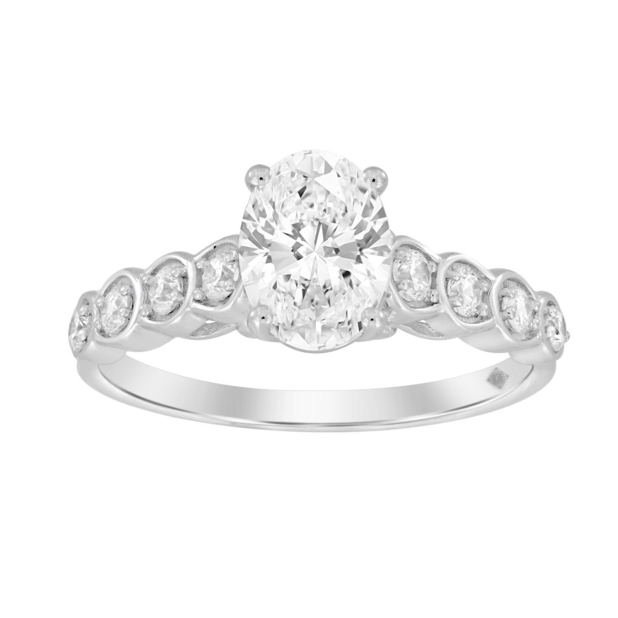 14K WHITE GOLD 1 1/4CT ROUND/OVAL DIAMOND LADIES RING (CENTER STONE OVAL DIAMOND 1CT)