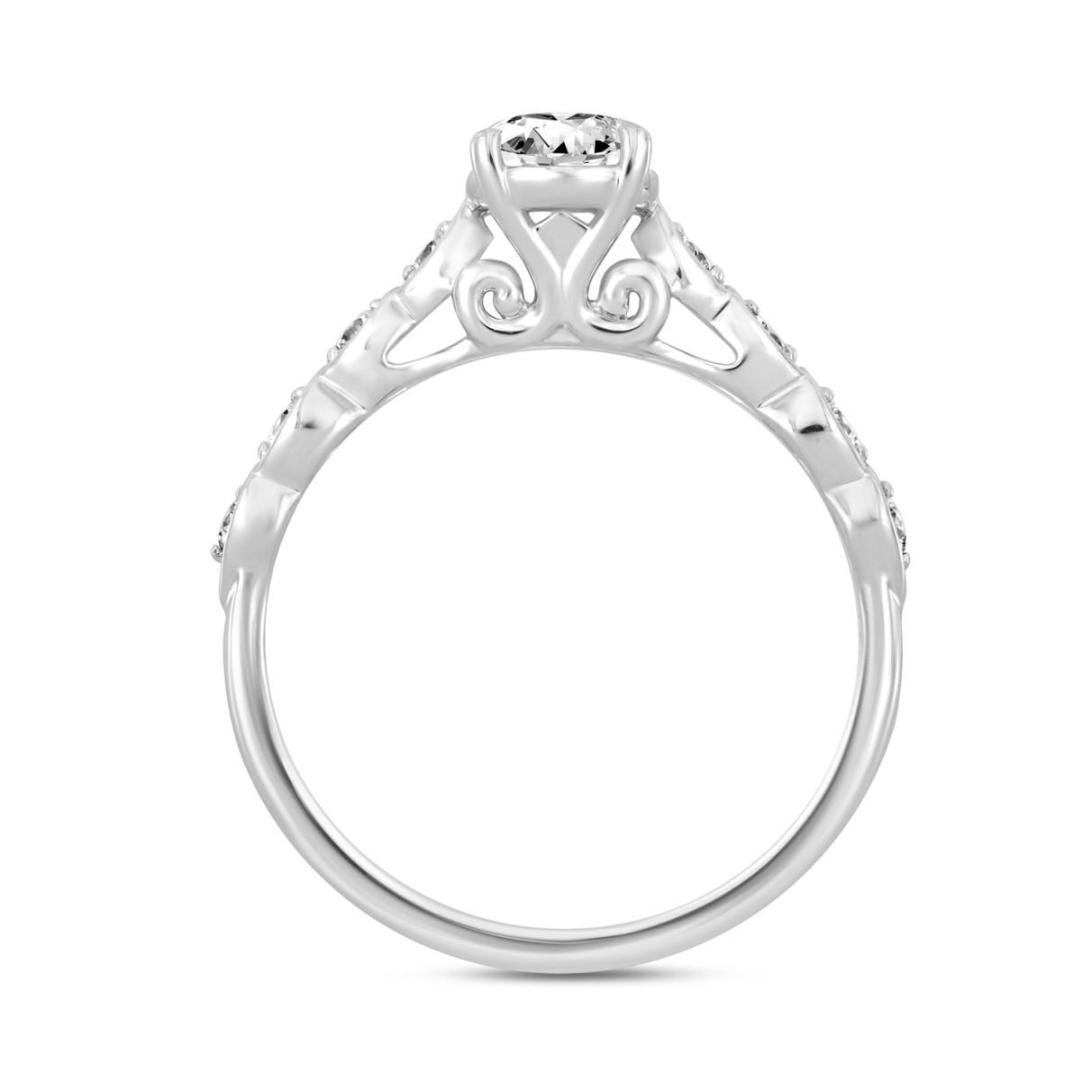 14K WHITE GOLD 1 1/4CT ROUND/OVAL DIAMOND LADIES RING (CENTER STONE OVAL DIAMOND 1CT)