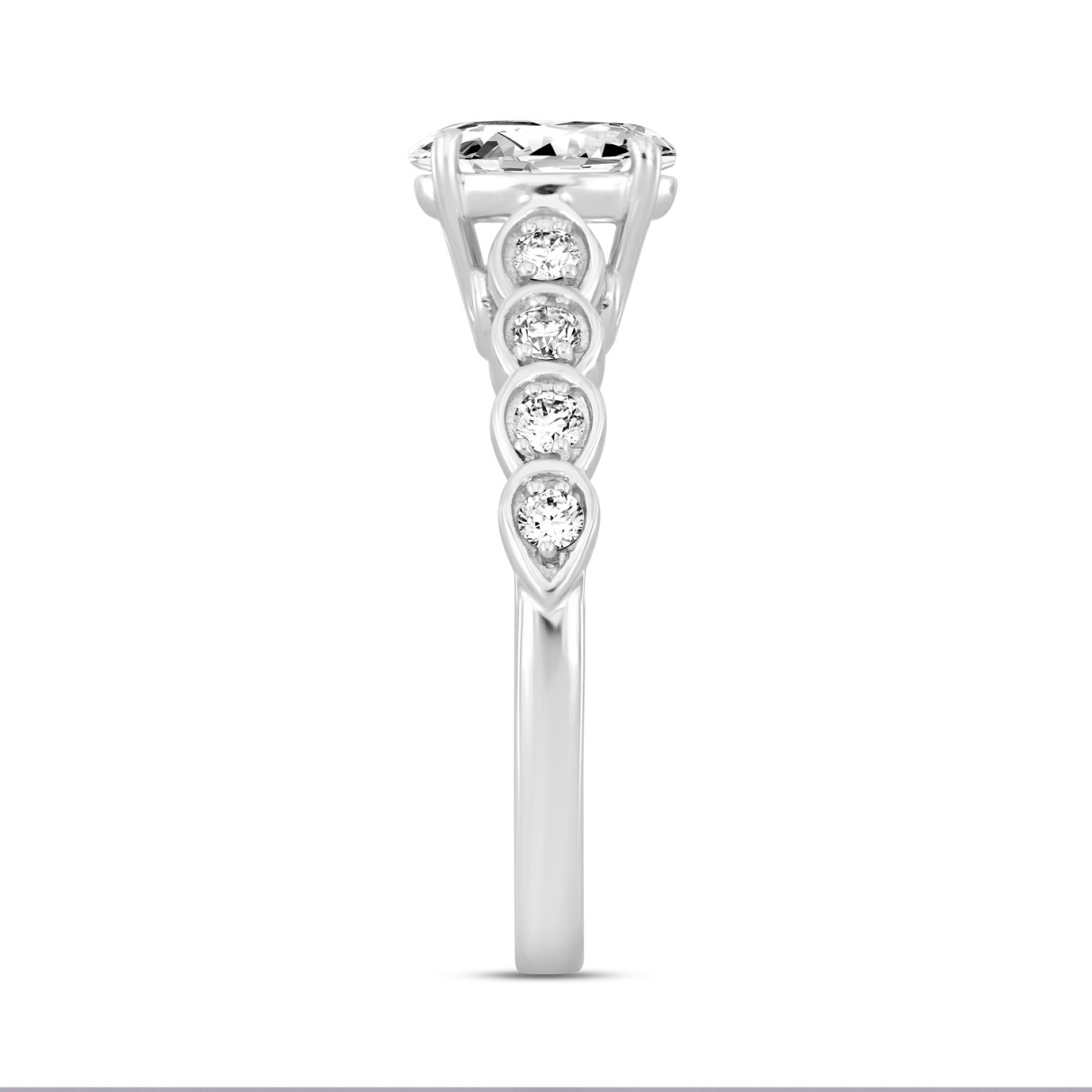 14K WHITE GOLD 1 1/4CT ROUND/OVAL DIAMOND LADIES RING (CENTER STONE OVAL DIAMOND 1CT)