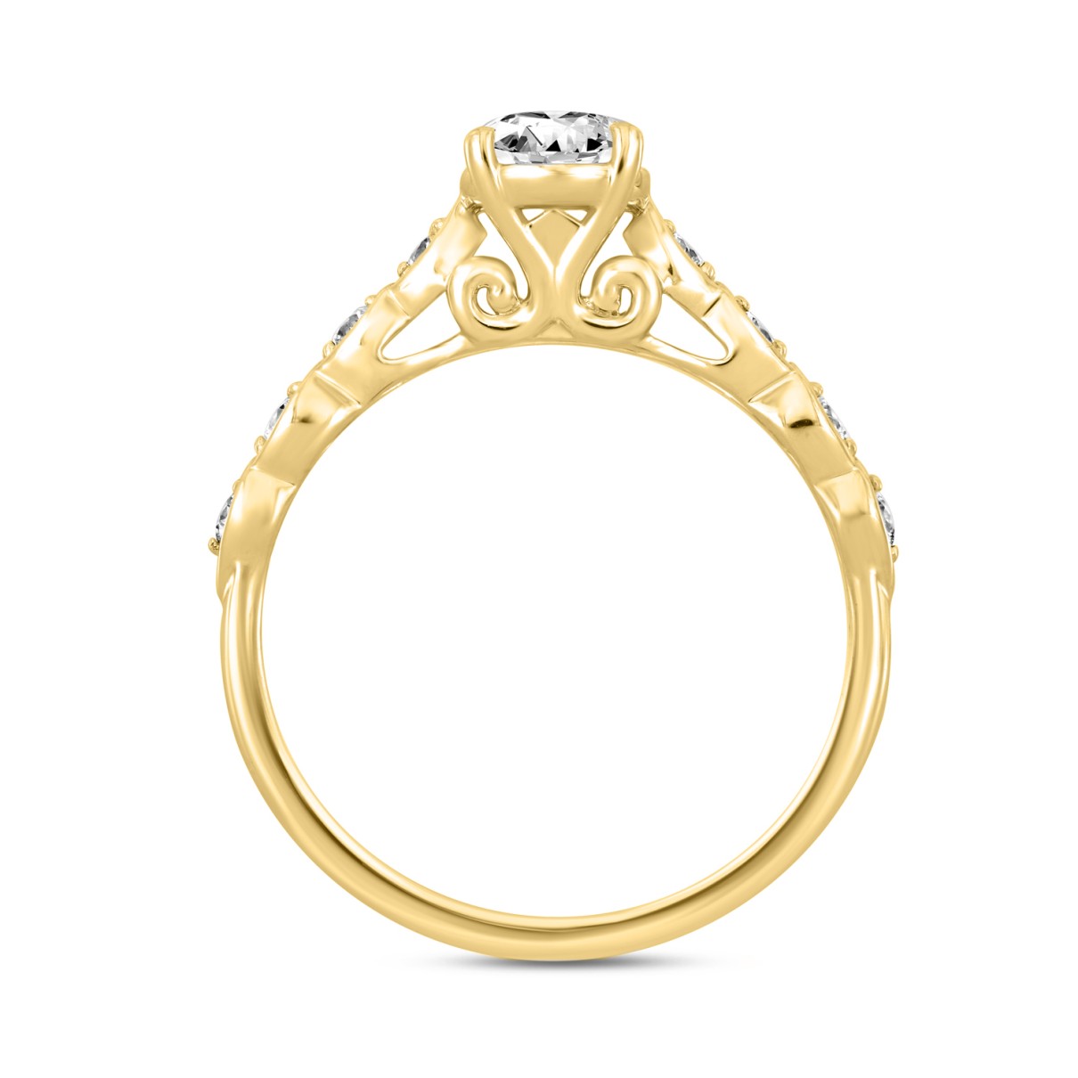 14K YELLOW GOLD 1 1/4CT ROUND/OVAL DIAMOND LADIES RING (CENTER STONE OVAL DIAMOND 1CT)