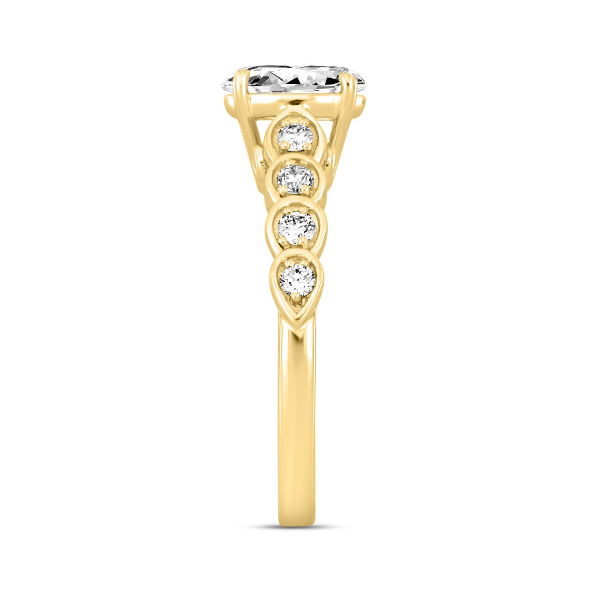 14K YELLOW GOLD 1 1/4CT ROUND/OVAL DIAMOND LADIES RING (CENTER STONE OVAL DIAMOND 1CT)