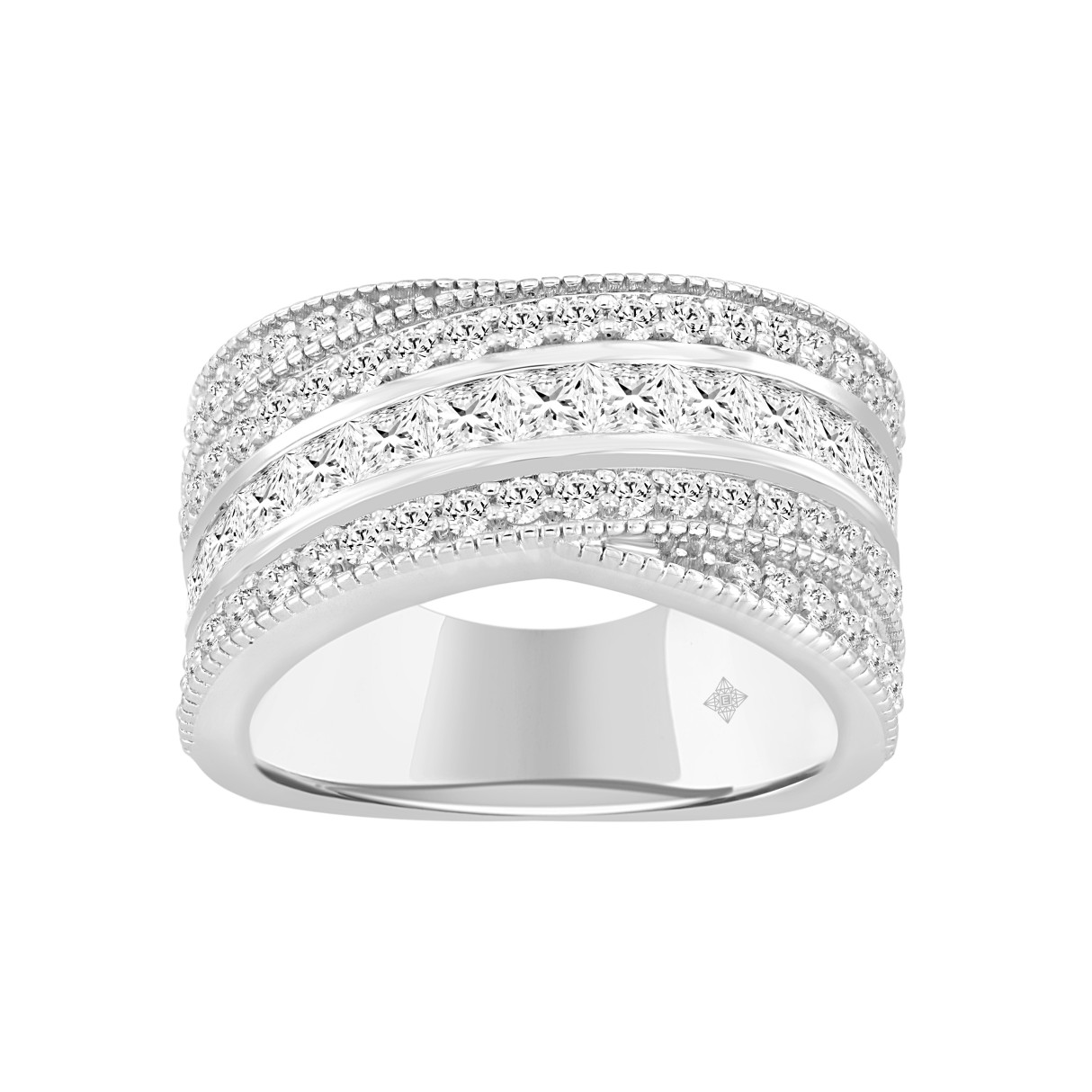 14K WHITE GOLD 2CT ROUND/PRINCESS DIAMOND LADIES BAND
