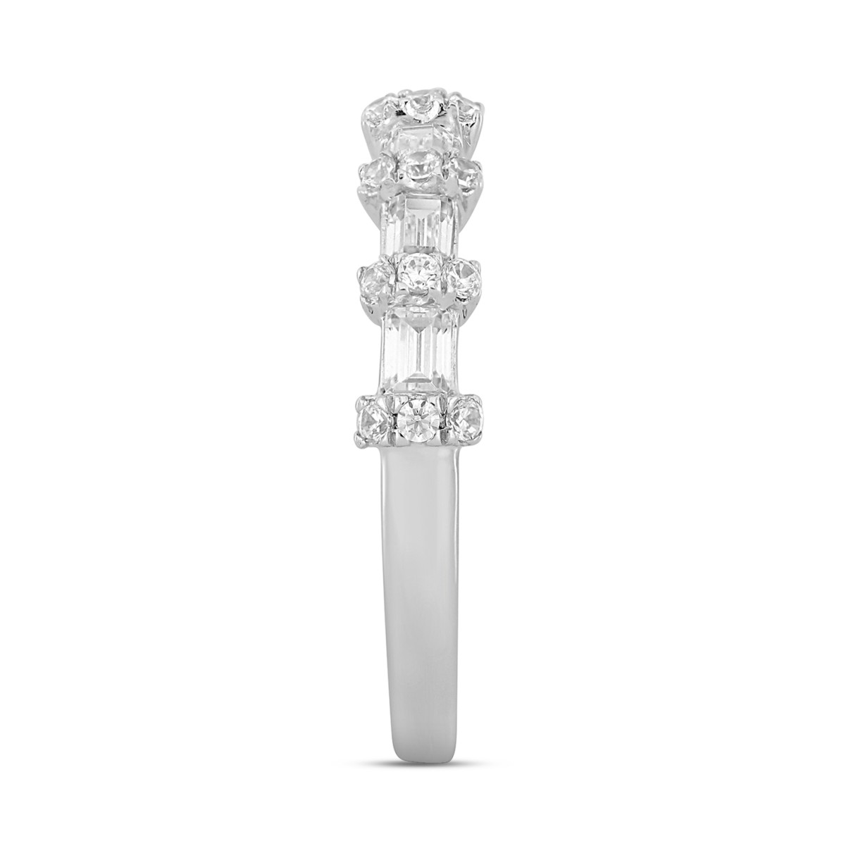 14K WHITE GOLD 1CT ROUND/EMERALD DIAMOND LADIES BAND