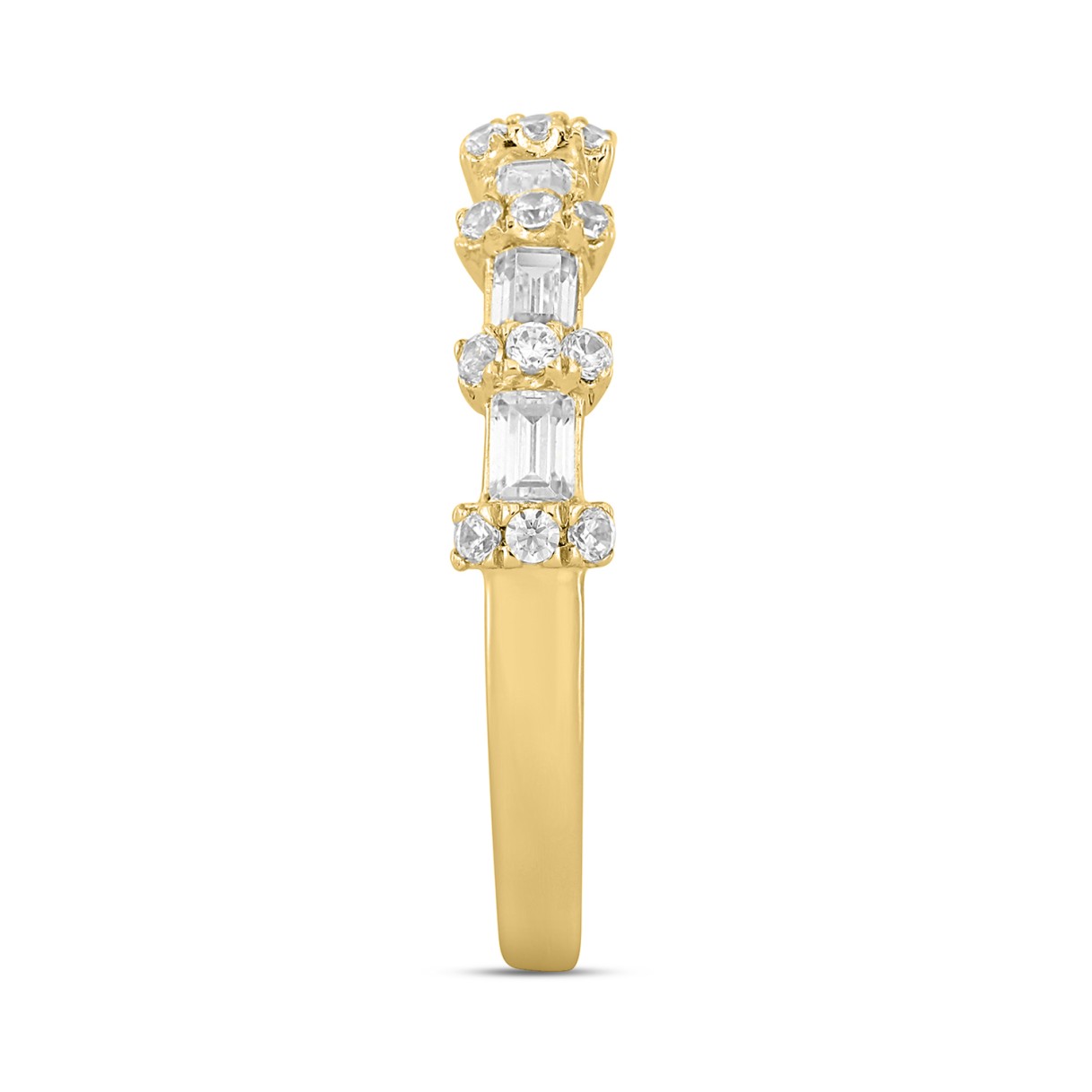 14K YELLOW GOLD 1CT ROUND/EMERALD DIAMOND LADIES BAND