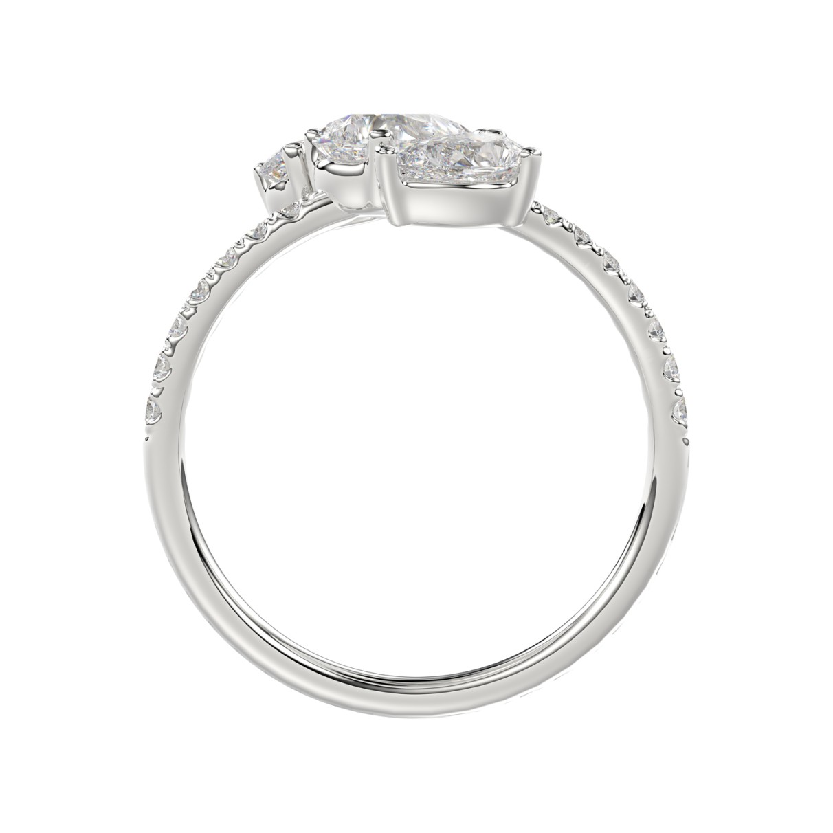 LADIES RING 1 1/4CT ROUND/PEAR DIAMOND 14K WHITE GOLD