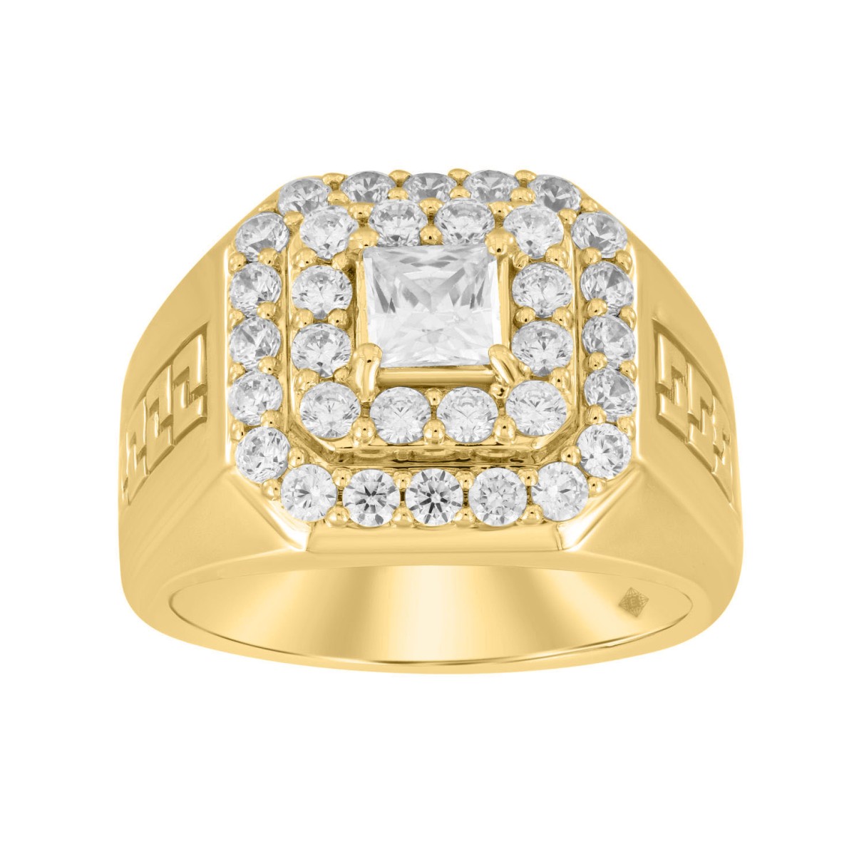 MEN'S RING 2 1/2CT ROUND/PRINCESS DIAMOND 10K YELL...