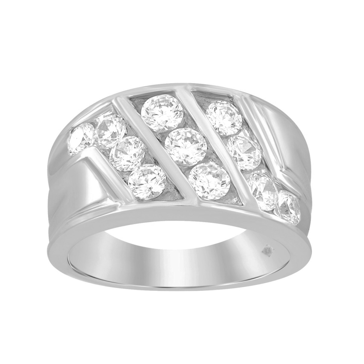 MEN'S RING 2CT ROUND DIAMOND 10K WHITE GOLD...