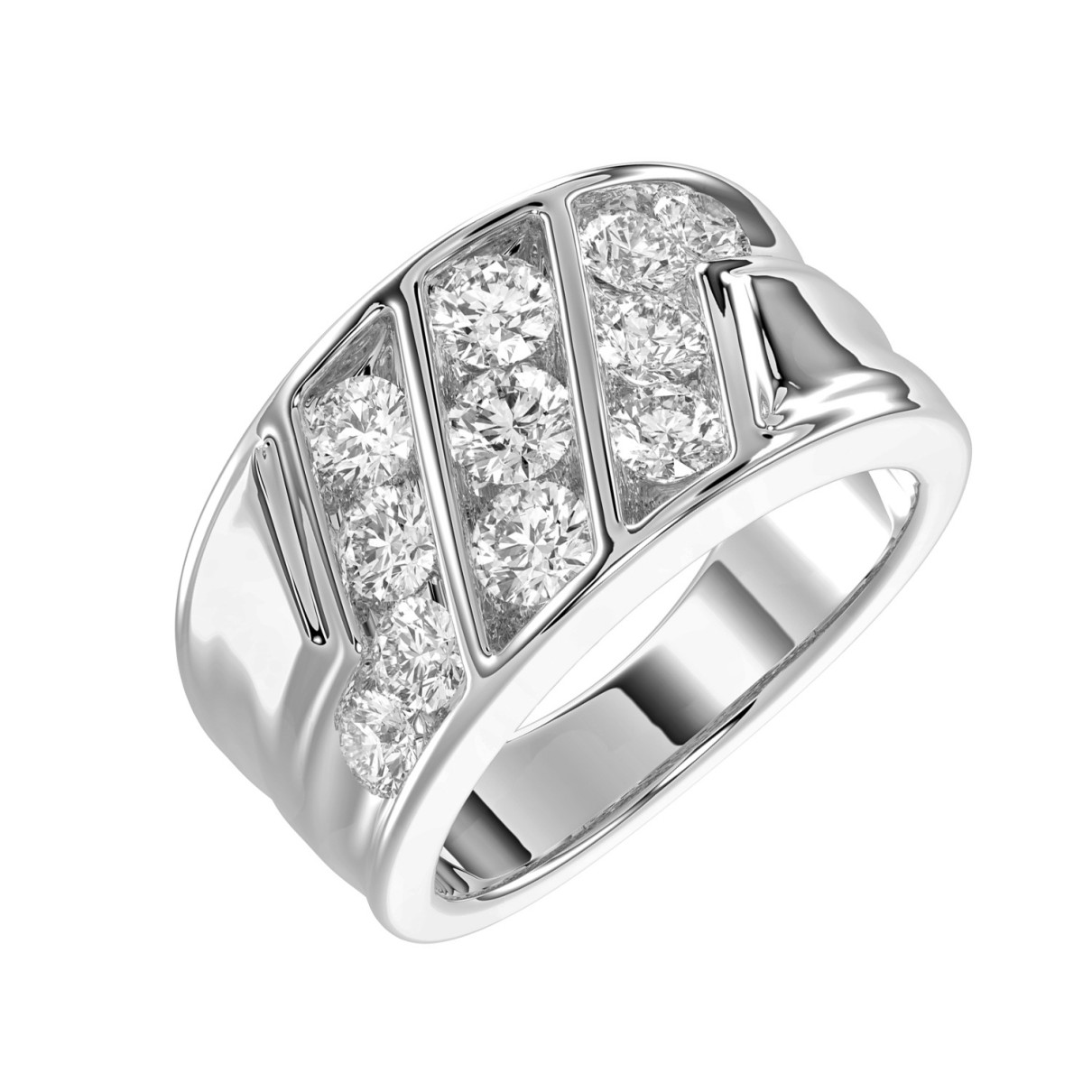 MEN'S RING 2CT ROUND DIAMOND 10K WHITE GOLD