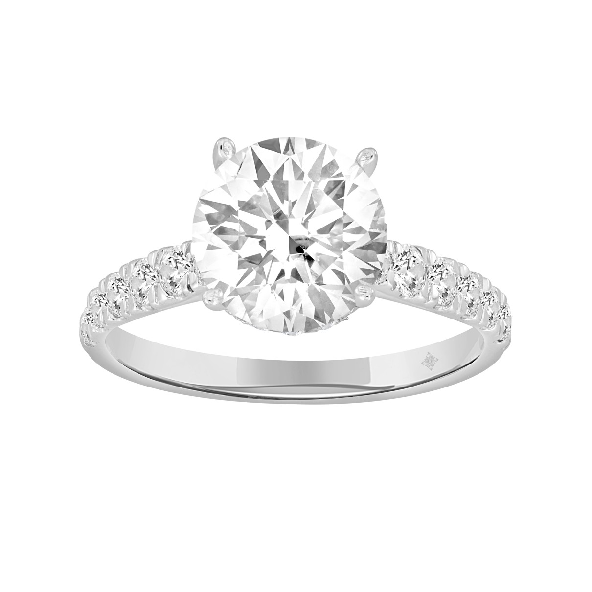 14K WHITE GOLD 2 1/2CT ROUND DIAMOND LADIES RING (CENTER STONE ROUND DIAMOND 2CT )