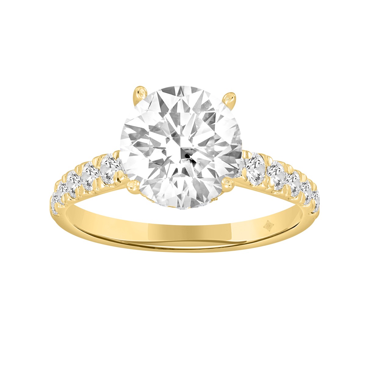 14K YELLOW GOLD 2 1/2CT ROUND DIAMOND LADIES RING ...