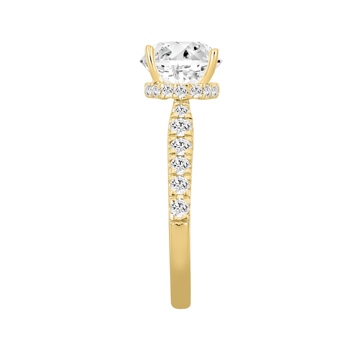 14K YELLOW GOLD 2 1/2CT ROUND DIAMOND LADIES RING (CENTER STONE ROUND DIAMOND 2CT )