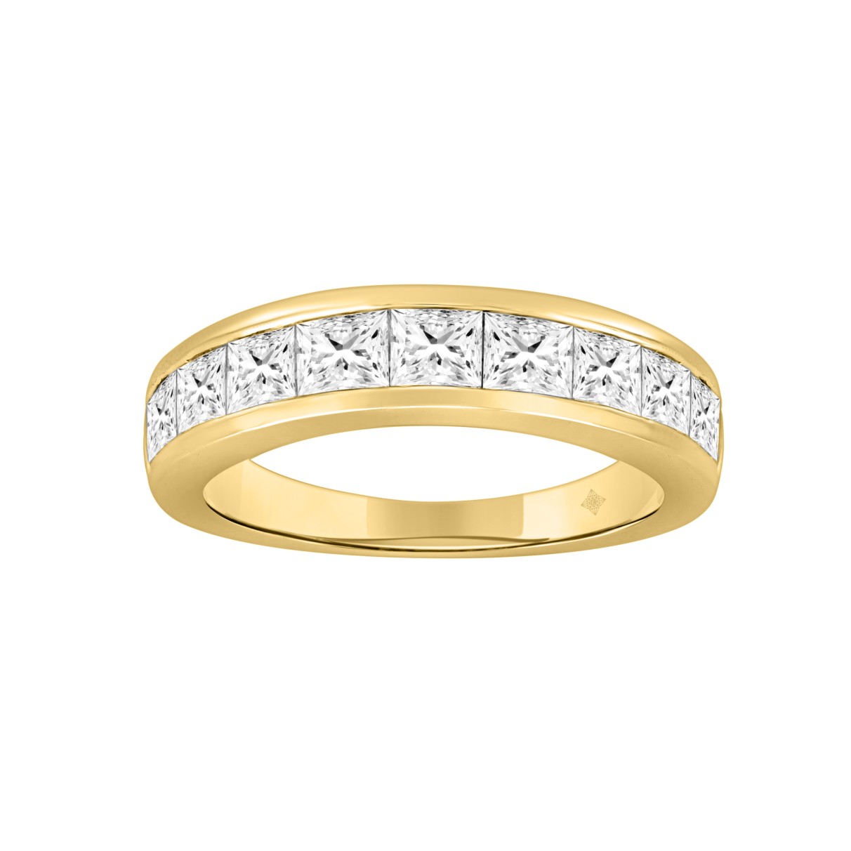 14K YELLOW GOLD 2CT PRINCESS DIAMOND LADIES BAND...