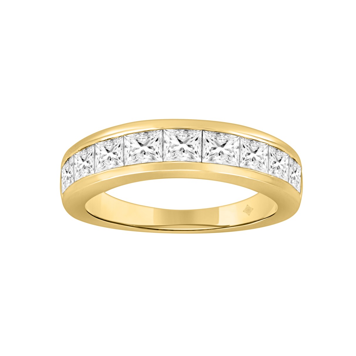 14K YELLOW GOLD 2CT PRINCESS DIAMOND LADIES BAND