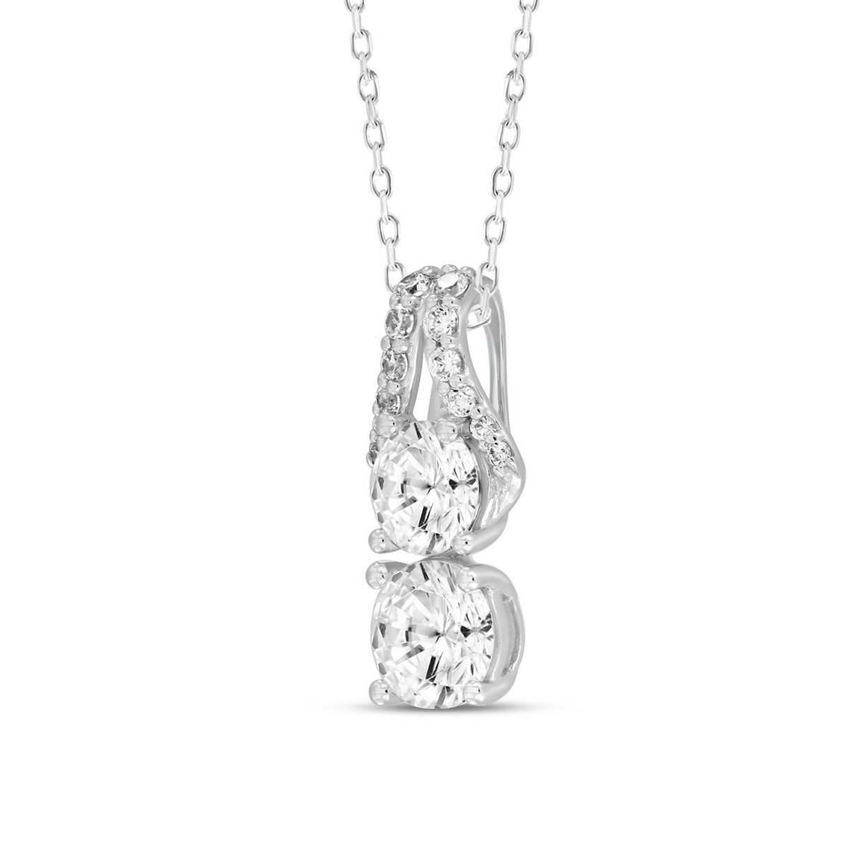 14K WHITE GOLD 1 1/2CT ROUND DIAMOND LADIES PENDANT WITH CHAIN