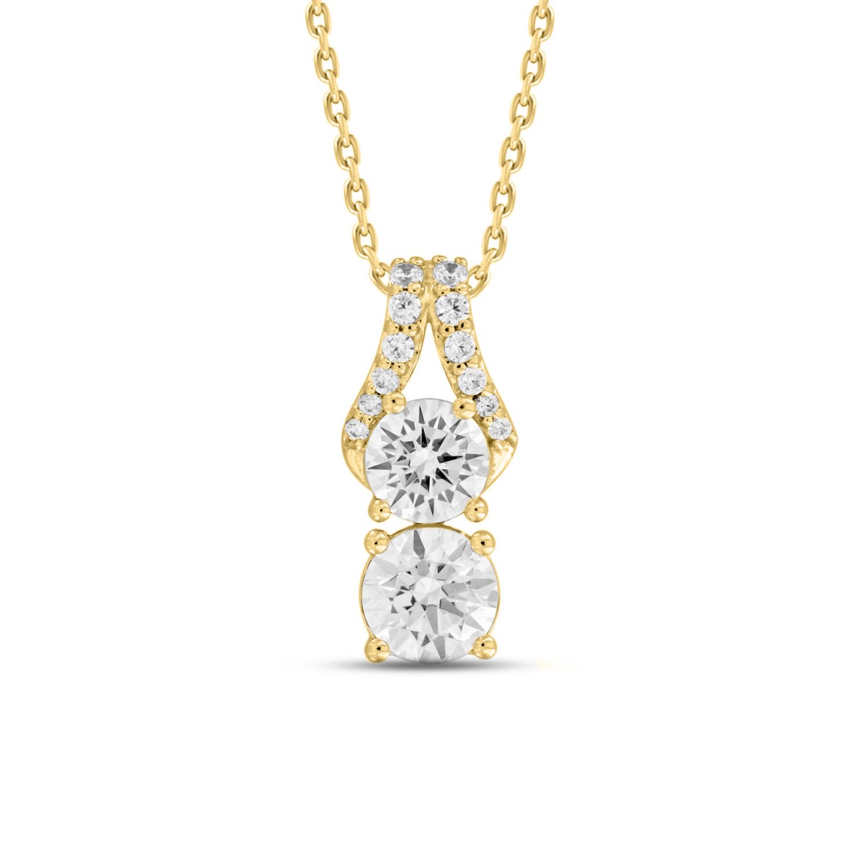 14K YELLOW GOLD 1 1/2CT ROUND DIAMOND LADIES PENDA...