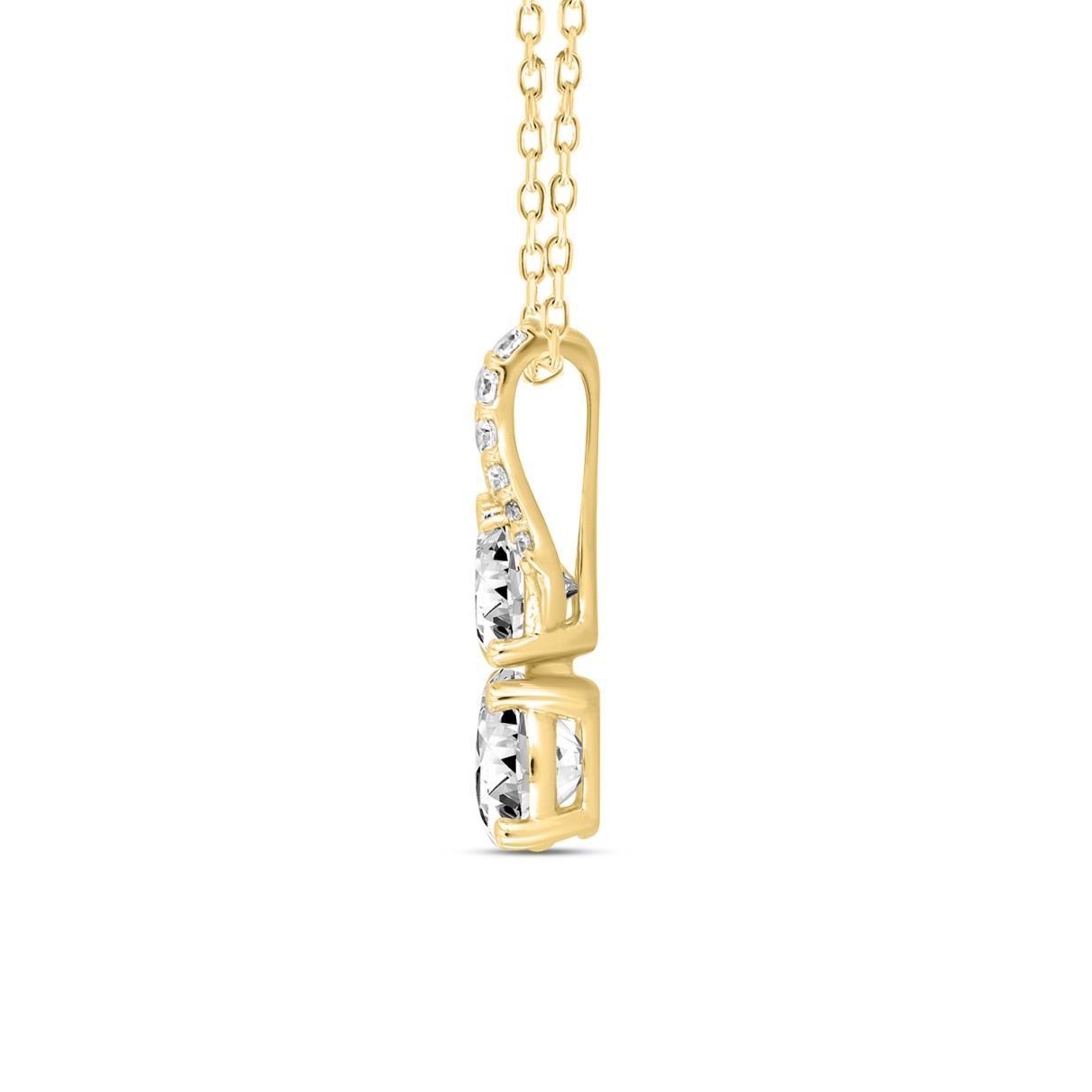 14K YELLOW GOLD 1 1/2CT ROUND DIAMOND LADIES PENDANT WITH CHAIN