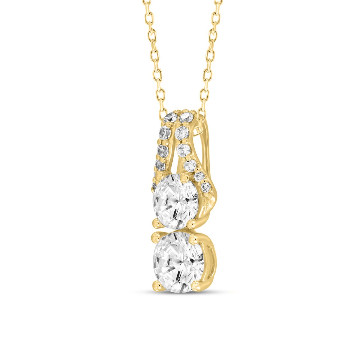 14K YELLOW GOLD 1 1/2CT ROUND DIAMOND LADIES PENDANT WITH CHAIN