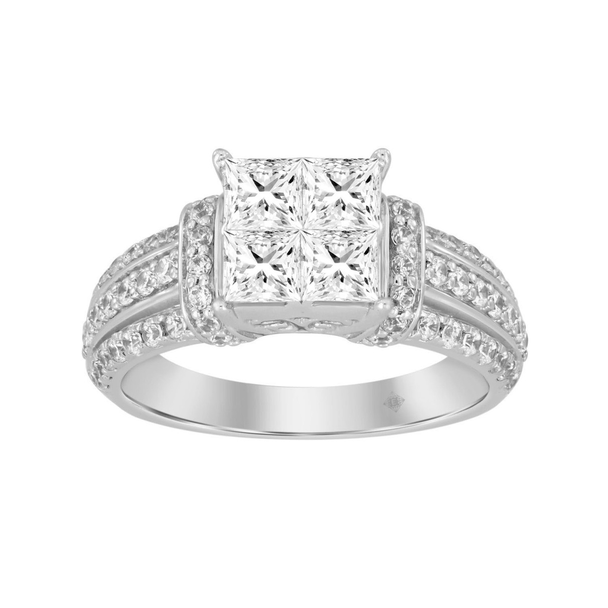 14K WHITE GOLD 1 1/2CT ROUND/PRINCESS DIAMOND LADI...