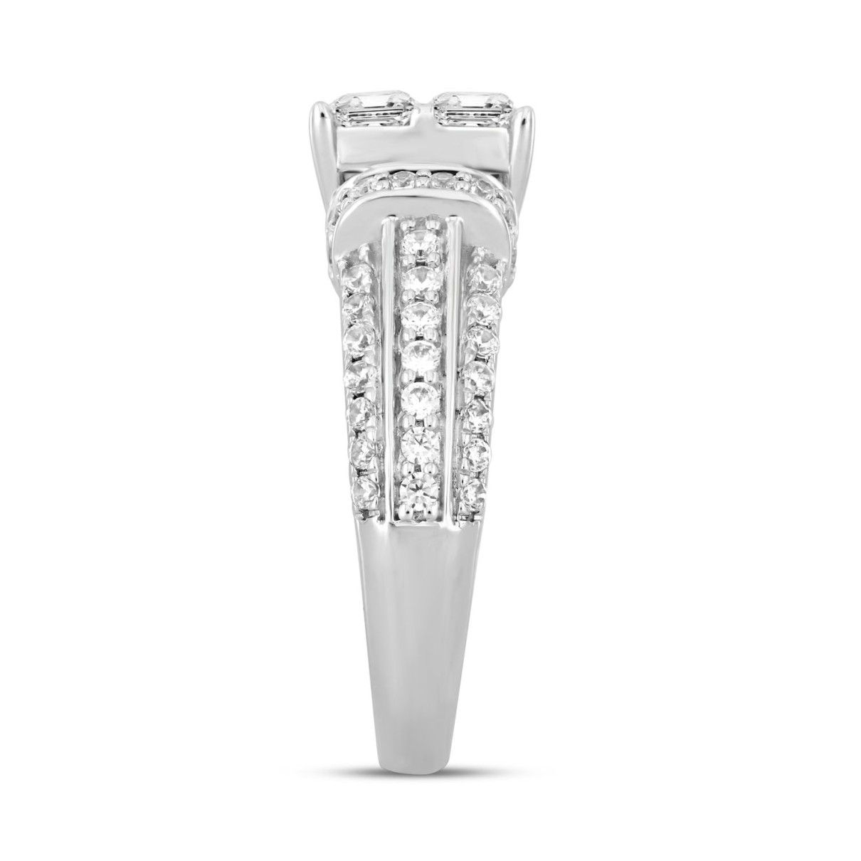 14K WHITE GOLD 1 1/2CT ROUND/PRINCESS DIAMOND LADIES RING