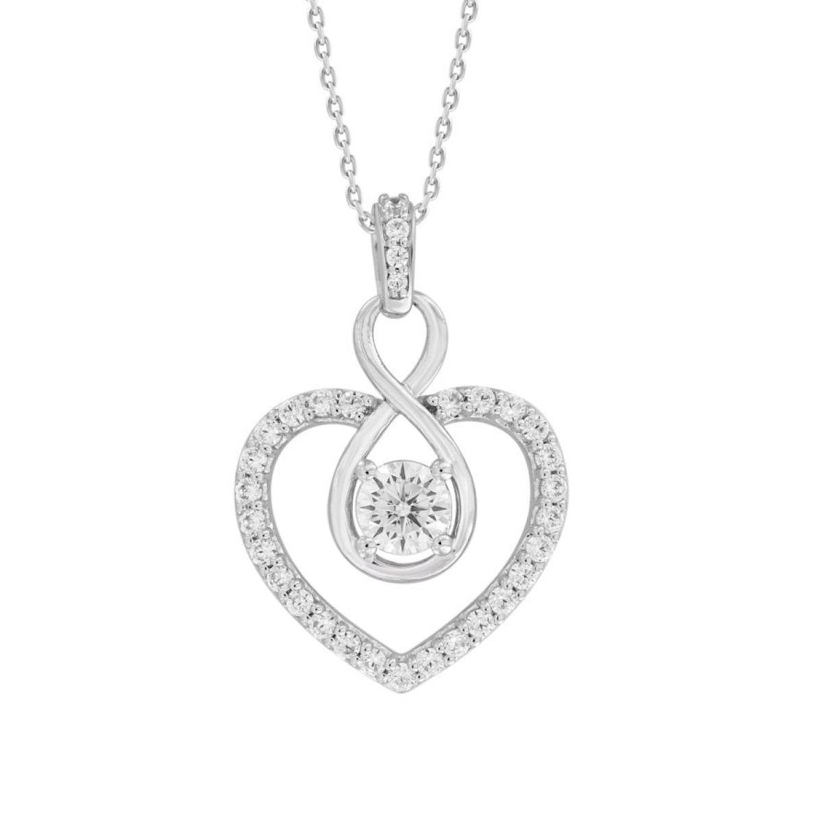 LADIES PENDANT 1/2CT ROUND DIAMOND 14K WHITE GOLD ...