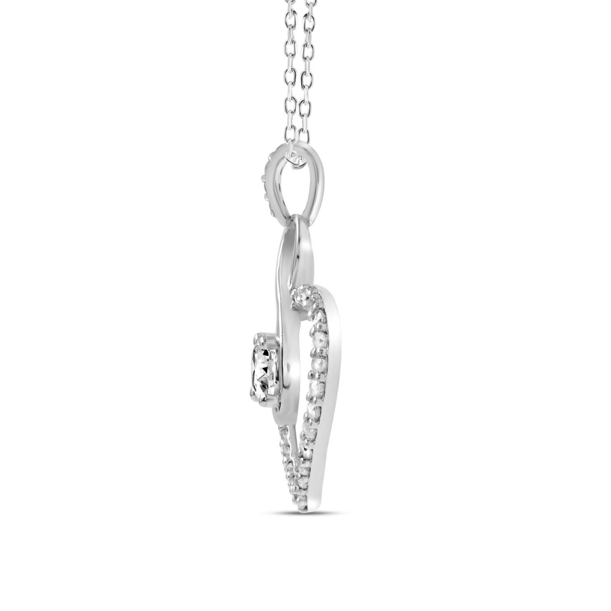 LADIES PENDANT 1/2CT ROUND DIAMOND 14K WHITE GOLD WITH CHAIN