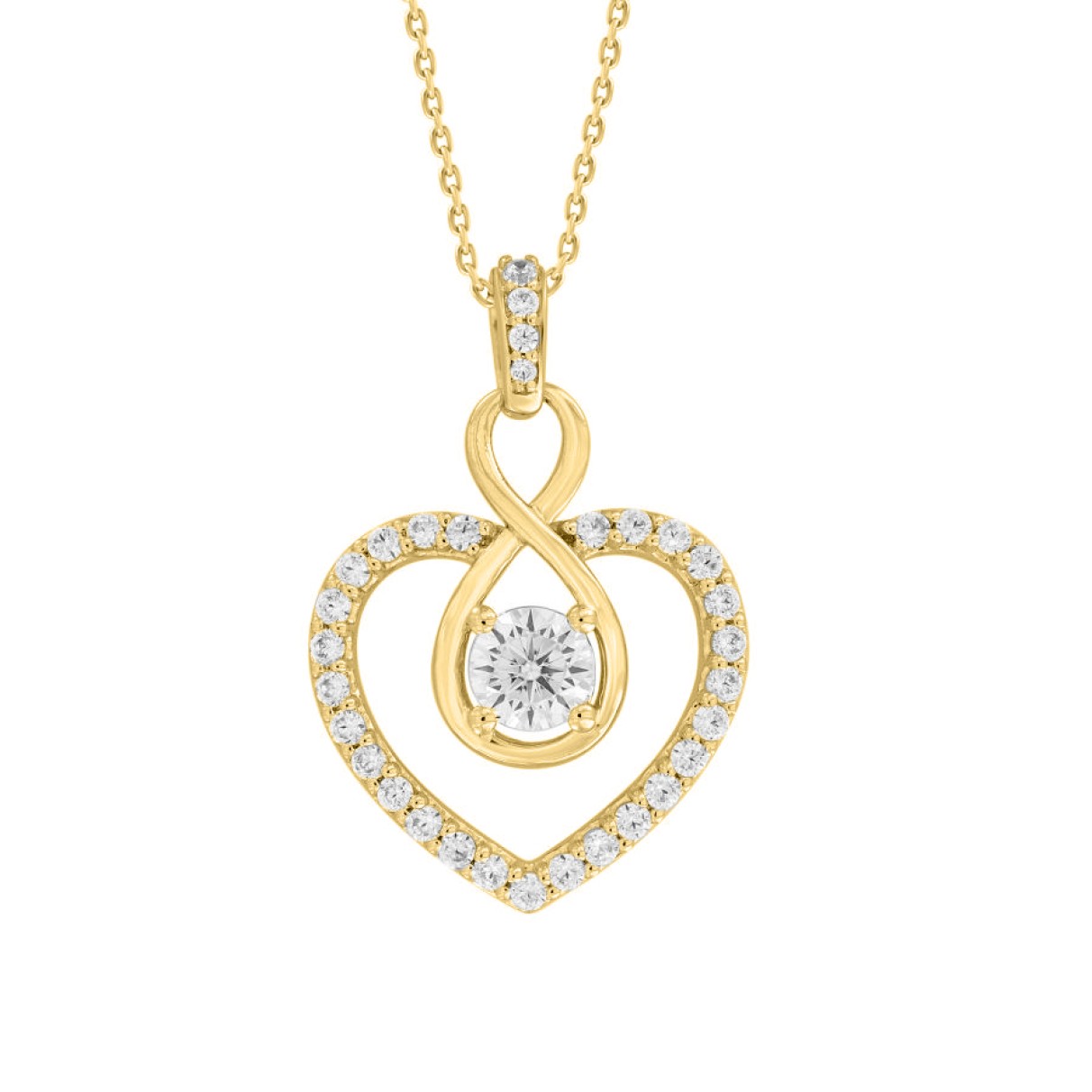 LADIES PENDANT 1/2CT ROUND DIAMOND 14K YELLOW GOLD...