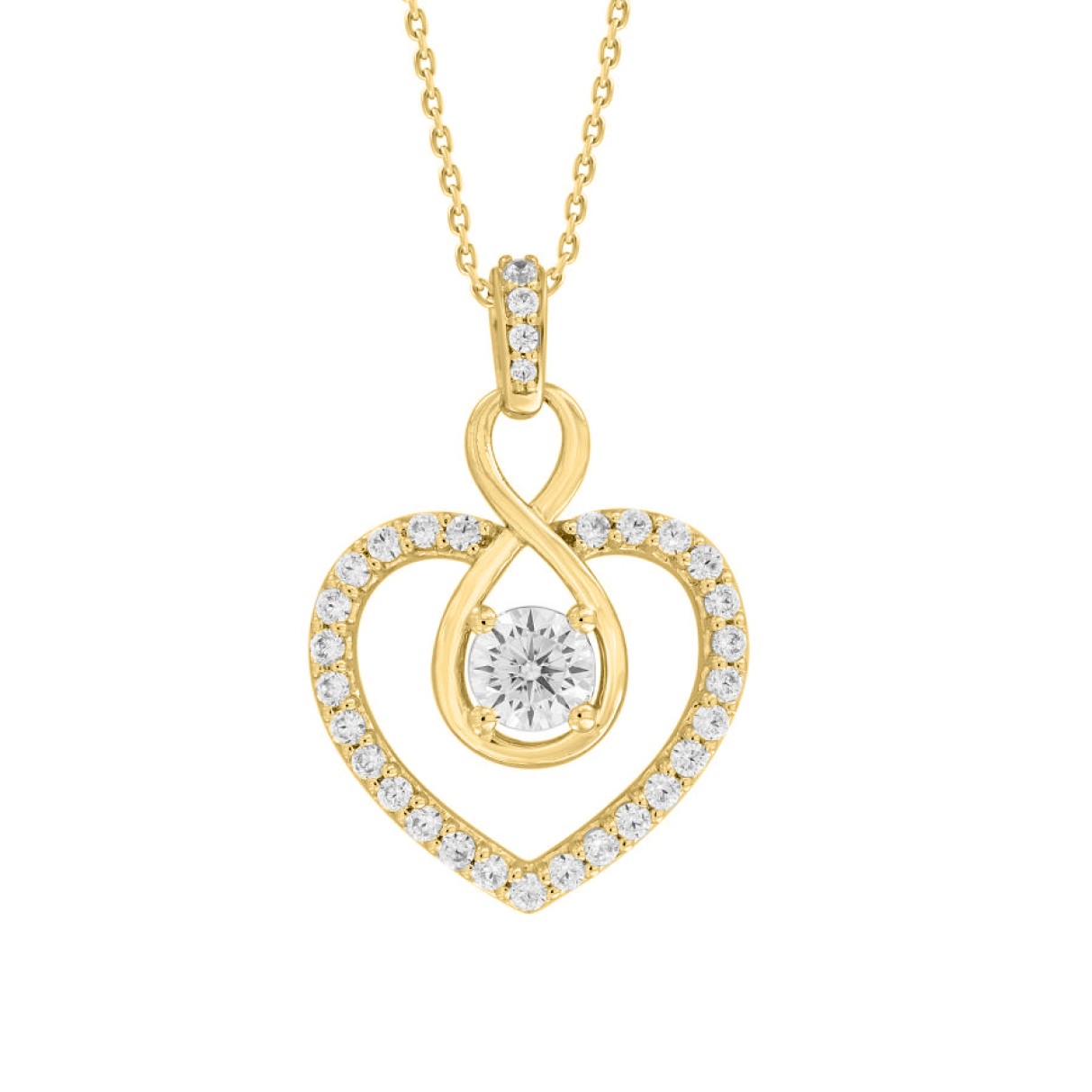 LADIES PENDANT 1/2CT ROUND DIAMOND 14K YELLOW GOLD WITH CHAIN