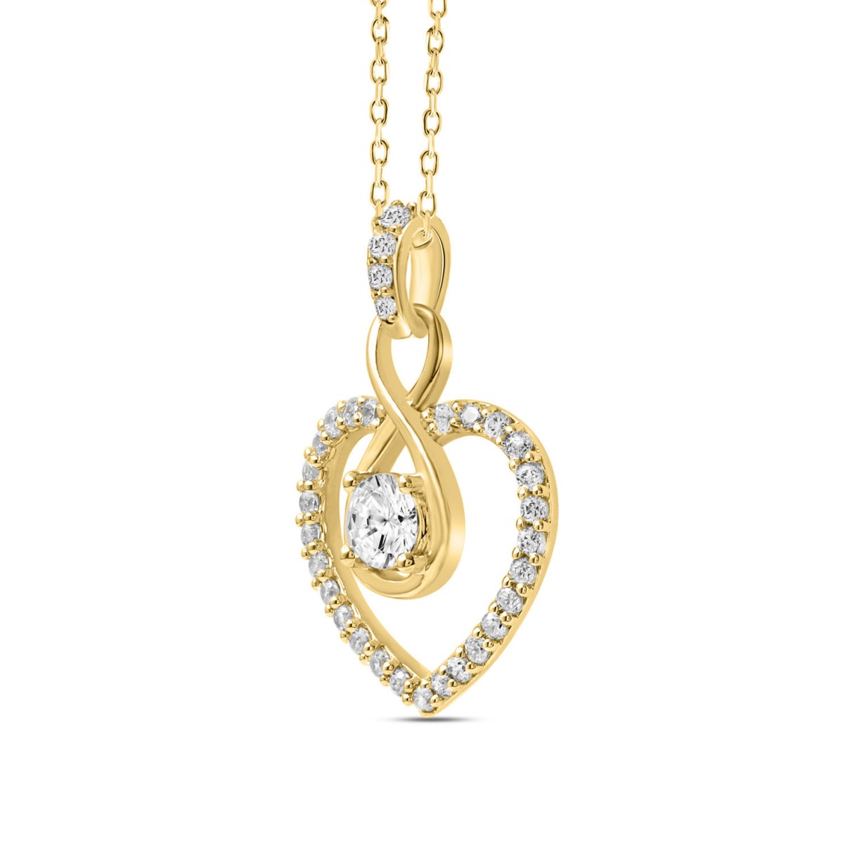 LADIES PENDANT 1/2CT ROUND DIAMOND 14K YELLOW GOLD WITH CHAIN