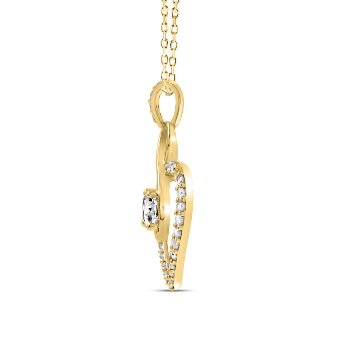 LADIES PENDANT 1/2CT ROUND DIAMOND 14K YELLOW GOLD WITH CHAIN