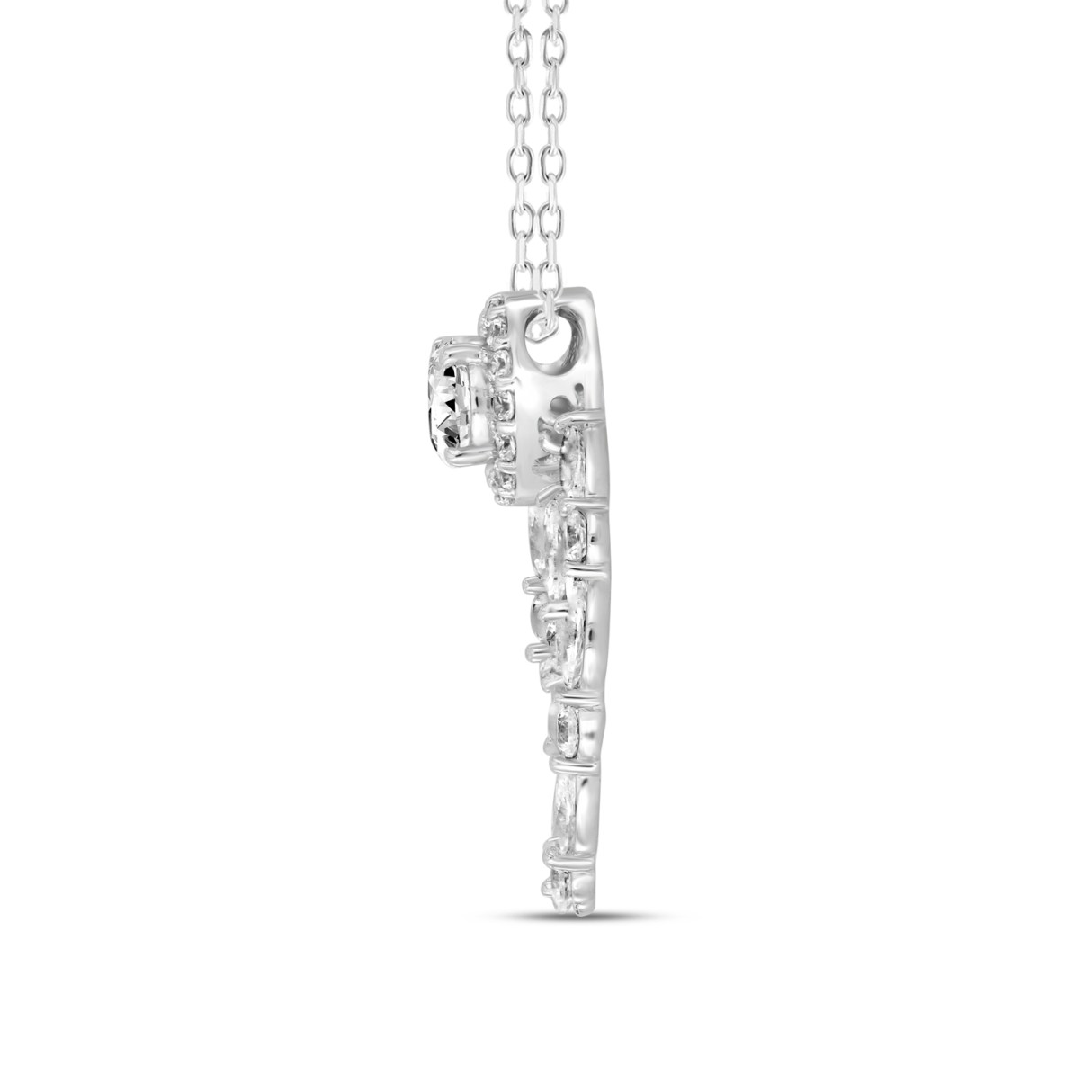 LADIES PENDANT 2CT ROUND/MARQUISE DIAMOND 14K WHITE GOLD