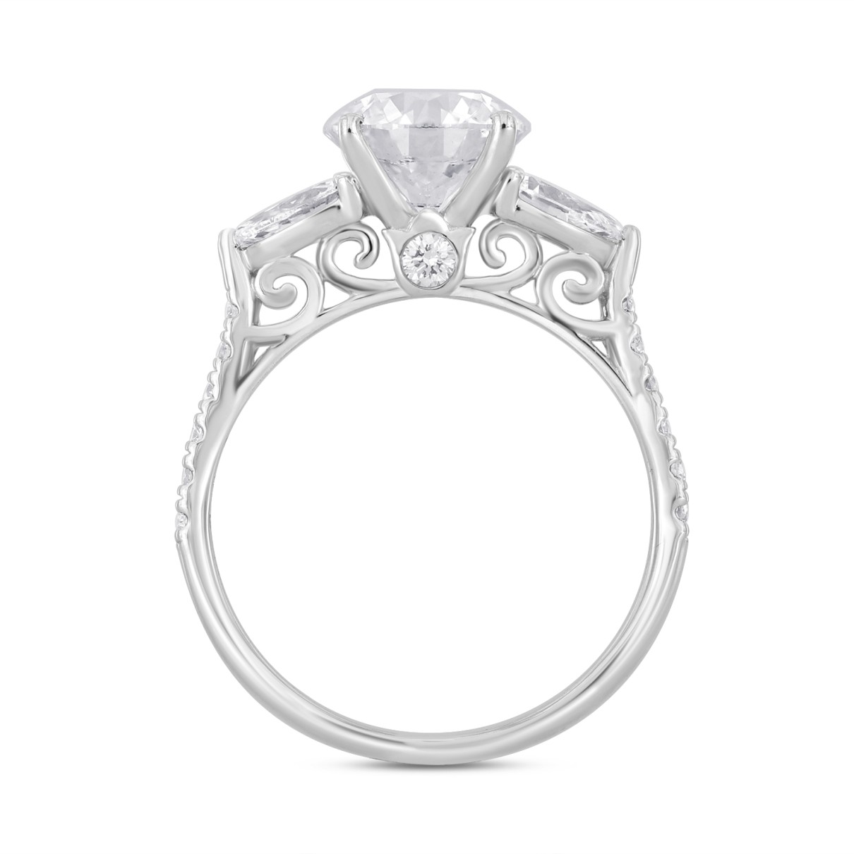 14K WHITE GOLD 2 3/4CT ROUND/PEAR DIAMOND LADIES RING (CENTER STONE ROUND DIAMOND 2CT )